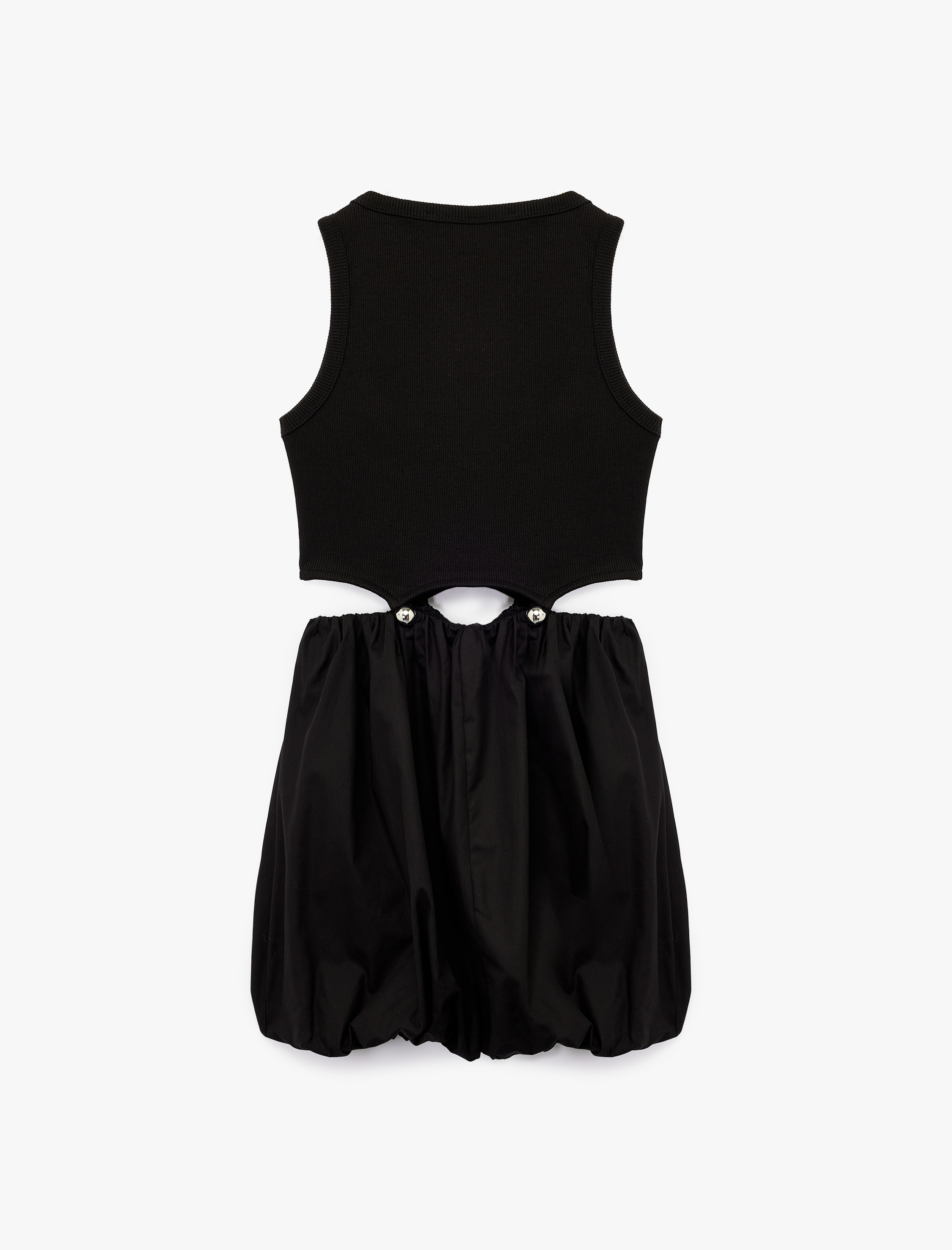   Koton X Zeynep Bastık - Bisiklet Yaka Rahat Kalıp Kolsuz Pencere Detaylı Balon Fit Mini Elbise