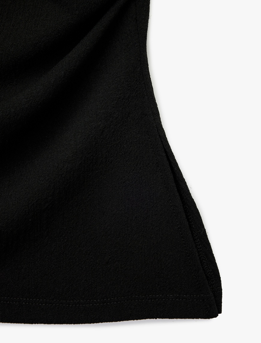   Slim Fit Kısa Kollu Bisiklet Yaka Drape Detaylı Tişört