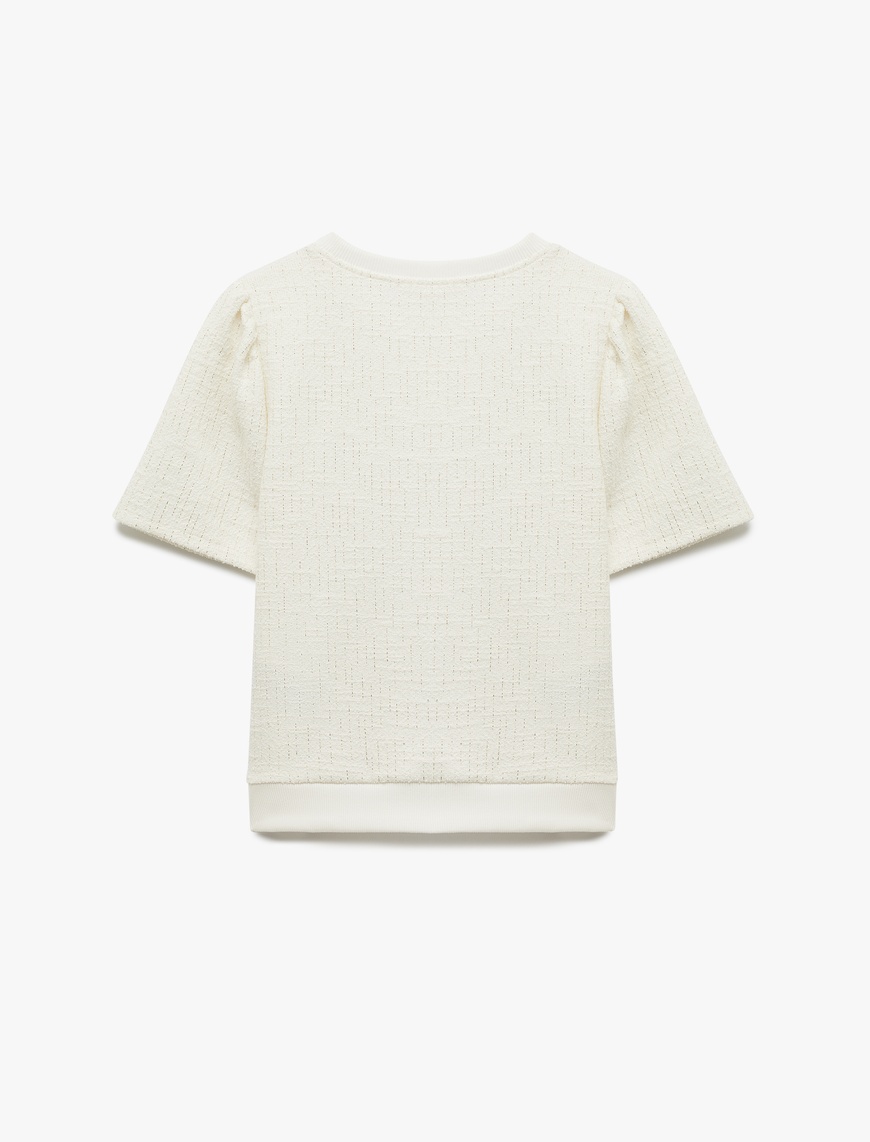   Kısa Kollu Bisiklet Yaka Fiyonk Detaylı Sweatshirt