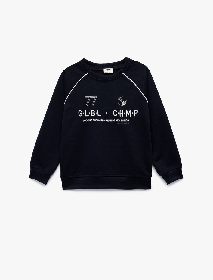 Erkek Çocuk Uzun Reglan Kol Bisiklet Yaka Oversize Baskılı Sweatshirt
