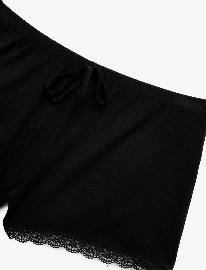   Viskon Kumaş Dantel Detaylı Şort Pijama Altı
