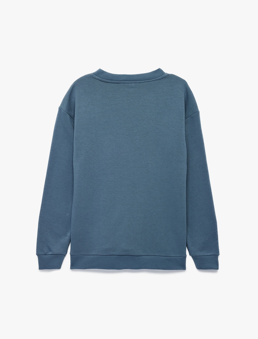  Erkek Çocuk Uzun Kollu Bisiklet Yaka Şardonlu Dinozor Baskılı Sweatshirt