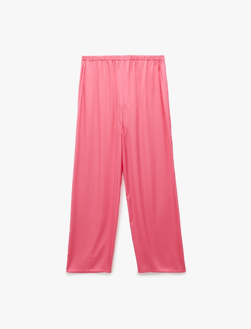   Uzun Rahat Kalıp Kalpli Saten Pijama Altı