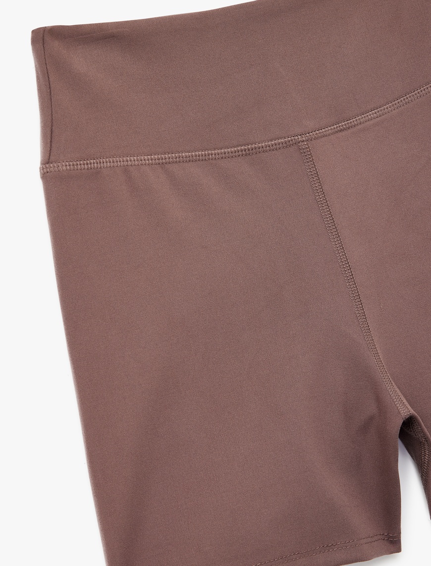   Dikiş Detaylı İnterlok Slim Fit Yüksek Bel Biker Spor Tayt