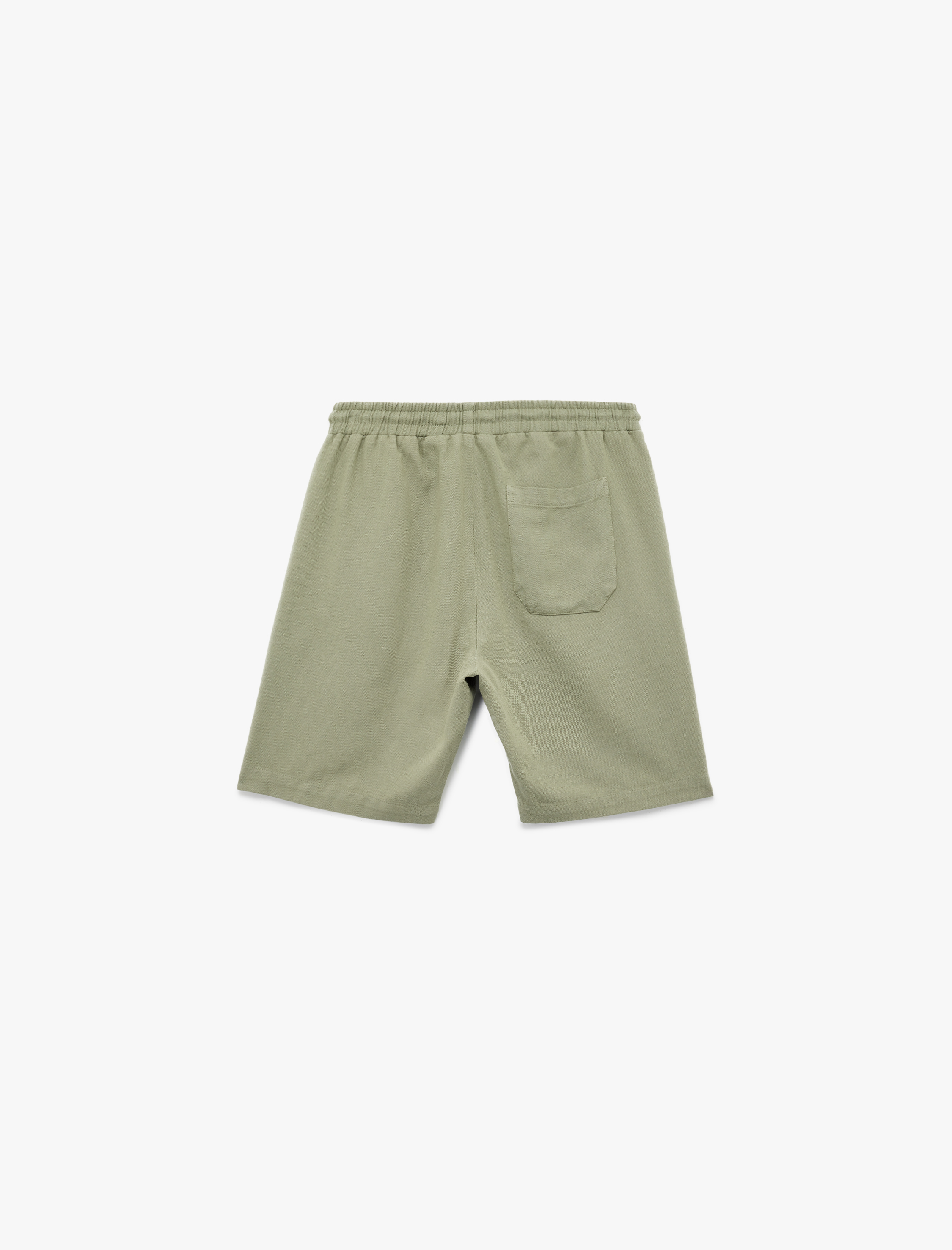   Keten Viskon Karışımlı Cep Detaylı Beli Bağcıklı Şort