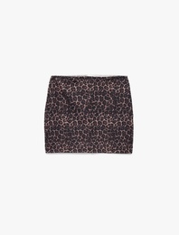 Yüksek Bel Slim Fit Leopar Baskılı Spor Şort Etek