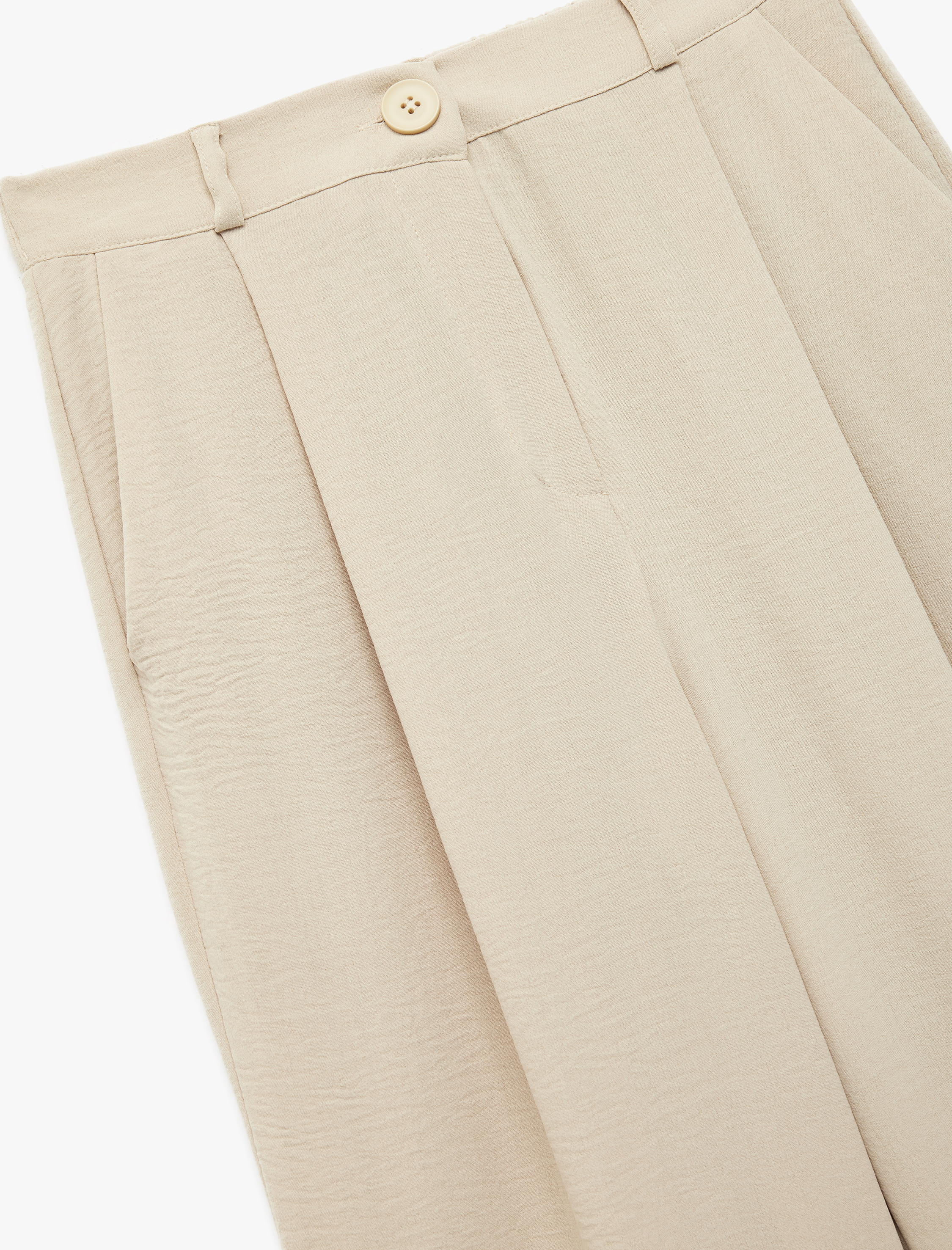   Aerobin Kumaş Pileli Cepli Düşük Bel Bol Paça Pantolon