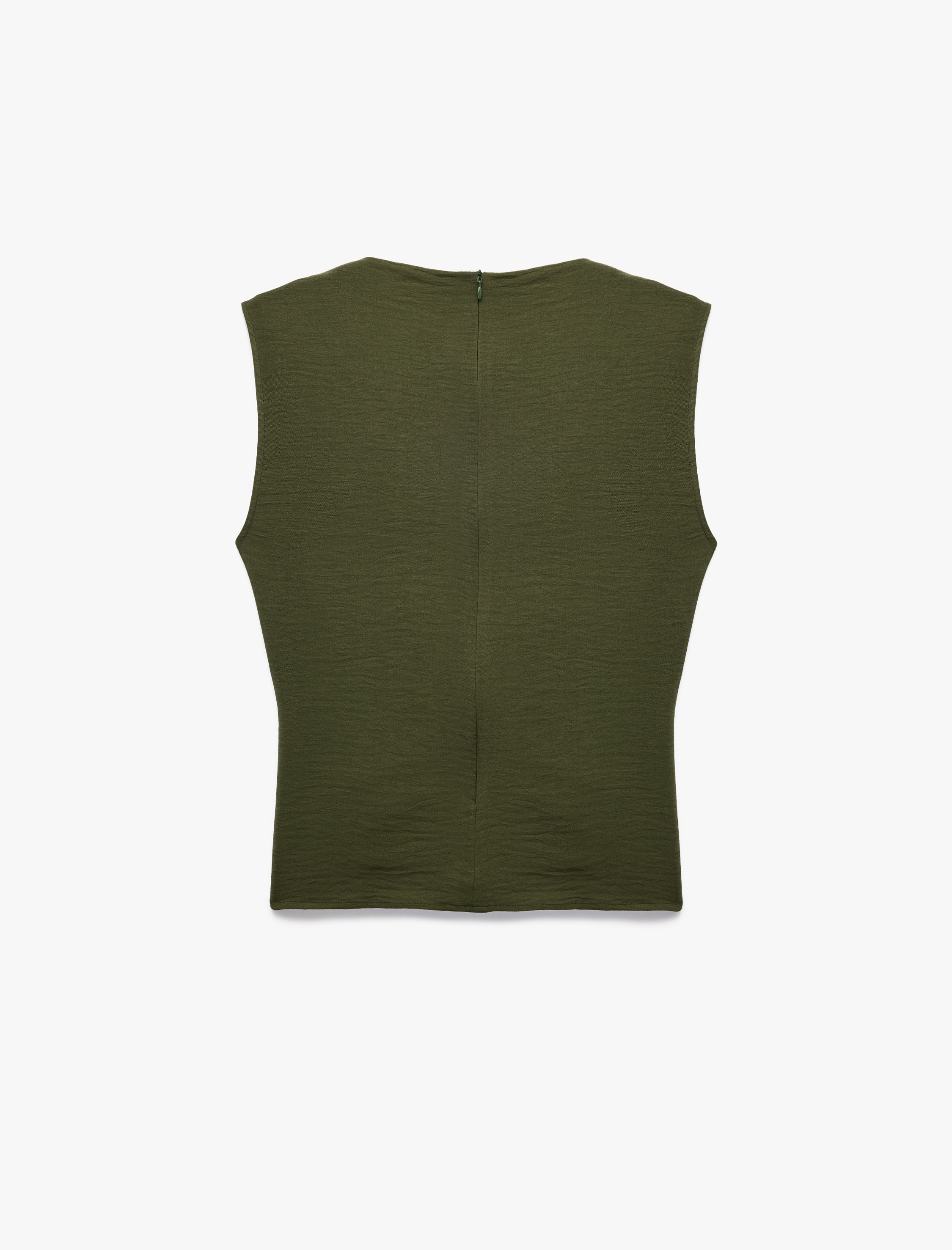   Aerobin Kumaş Kolsuz Degaje Yaka Kemer Detaylı Bluz