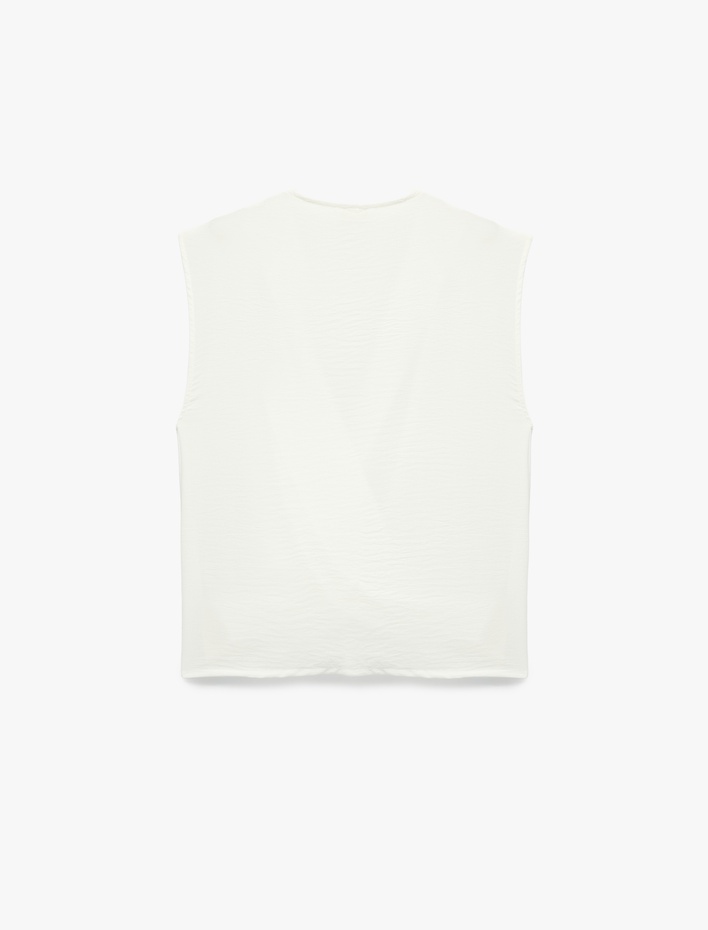  Aerobin Kumaş Kruvaze Kolsuz Bluz