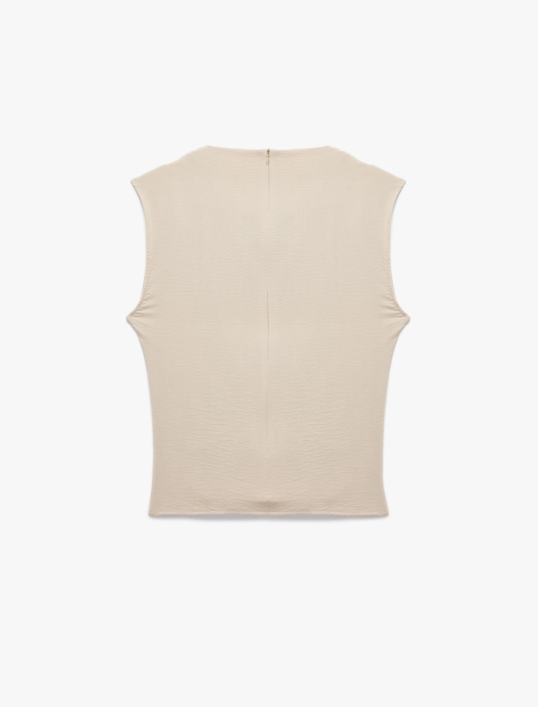   Aerobin Kumaş Kolsuz Degaje Yaka Kemer Detaylı Bluz