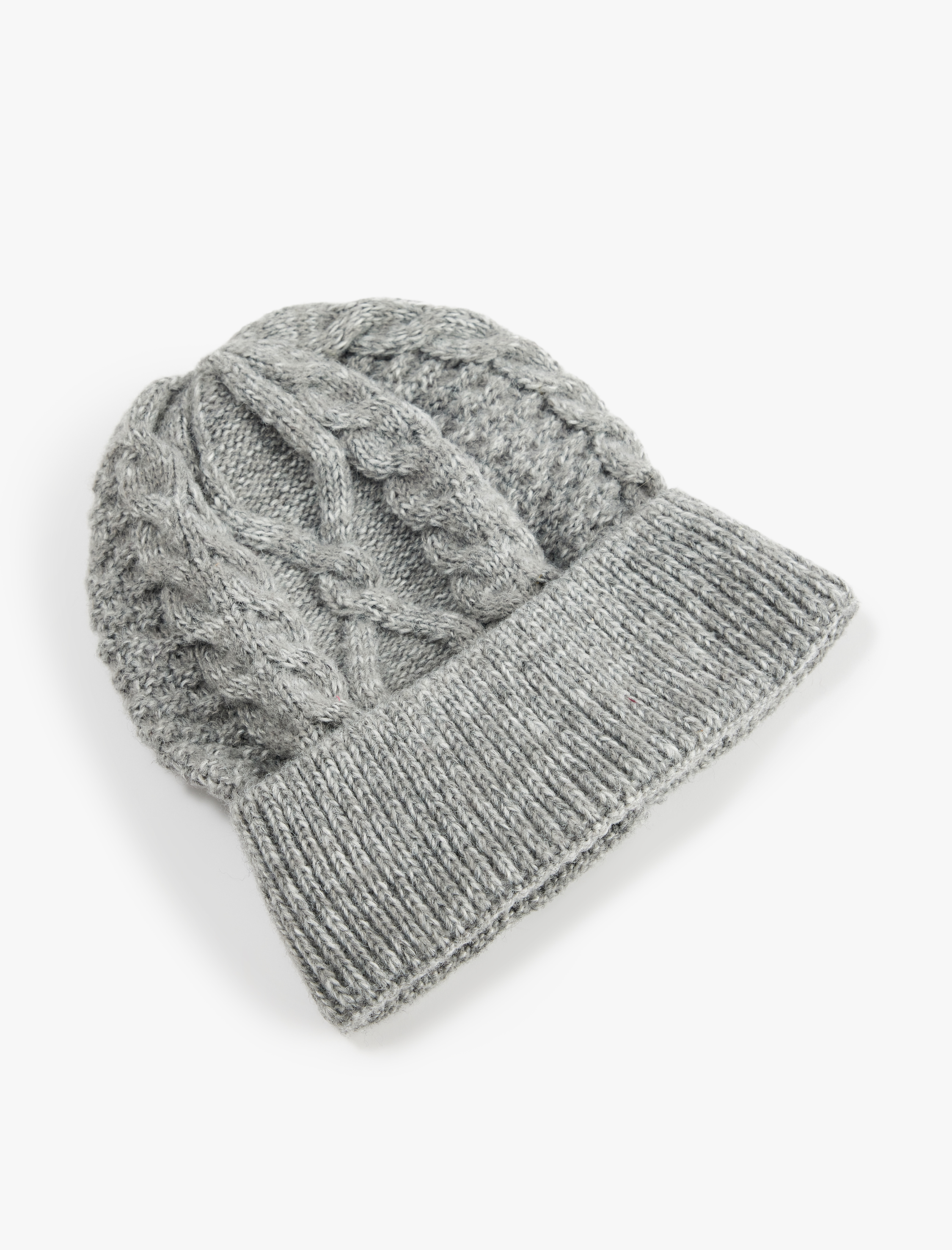  Kadın Katlı Saç Örgüsü Detaylı Triko Örgü Bere