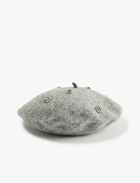 Koyun Yünü Karışımlı Taşlı Ressam Şapka