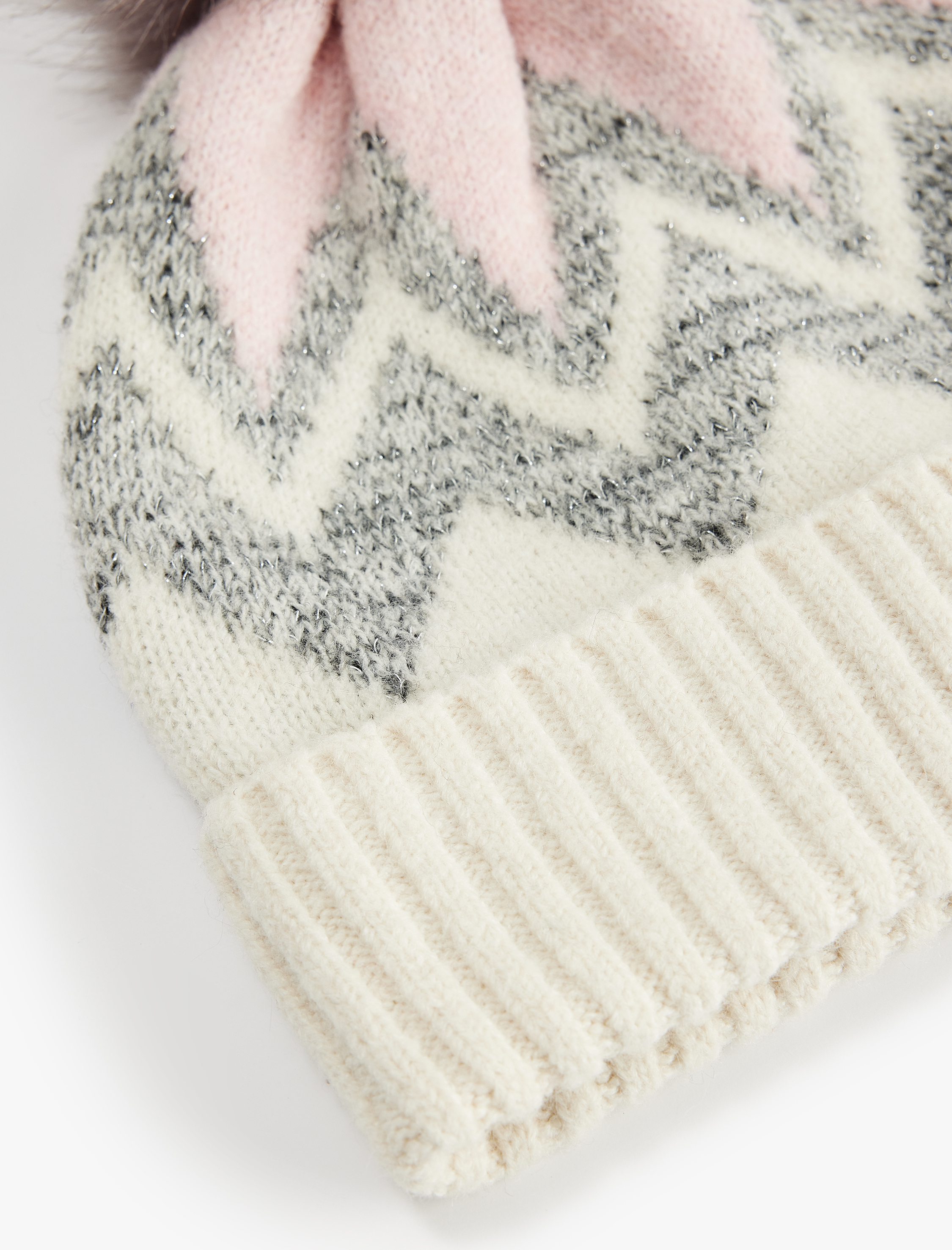  Kadın Ponponlu Kış Temalı Katlı Triko Bere