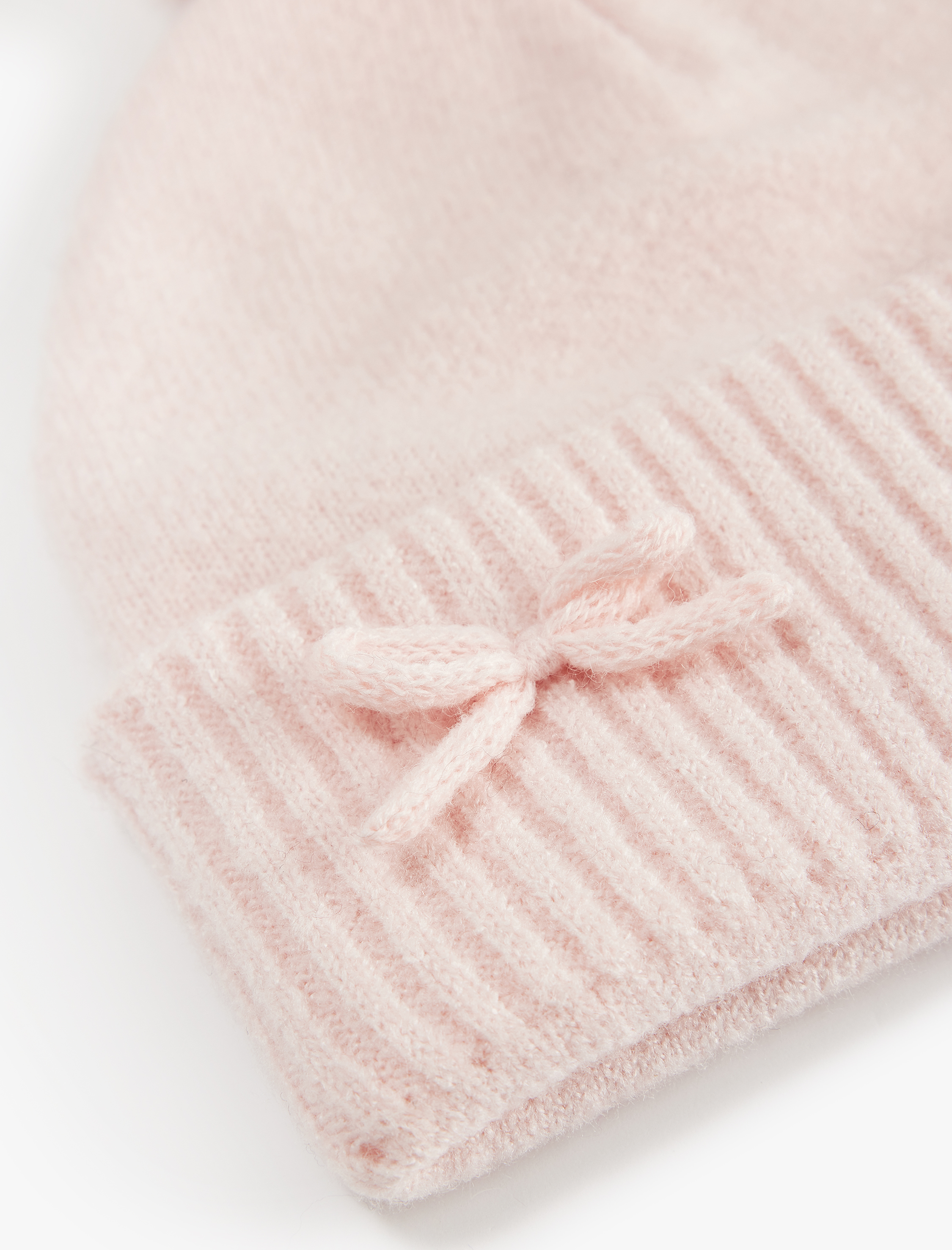  Kız Çocuk Kurdele Detaylı Katlı Ponponlu Bere