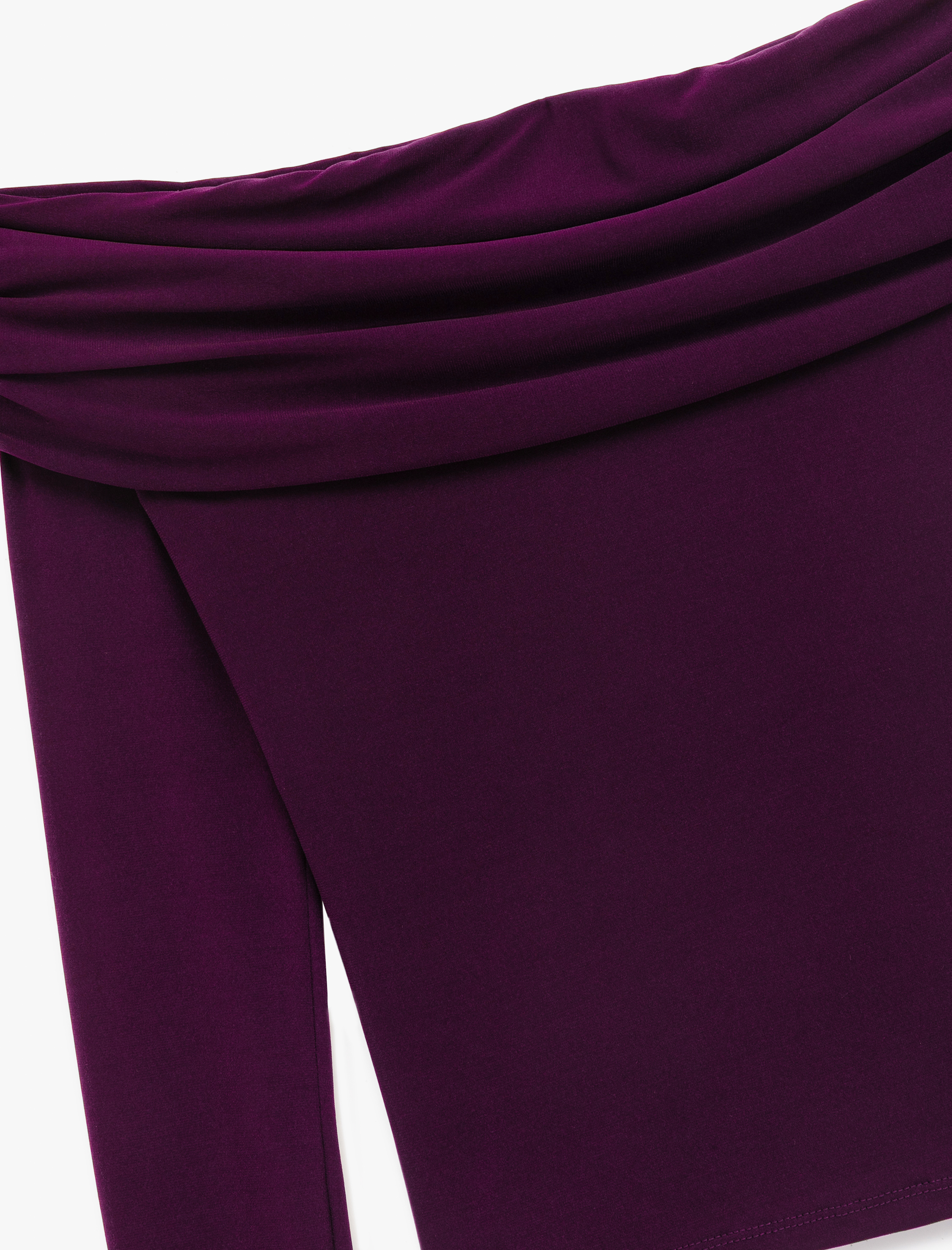   Slim Fit Uzun Kollu Drapeli Omzu Açık Tişört