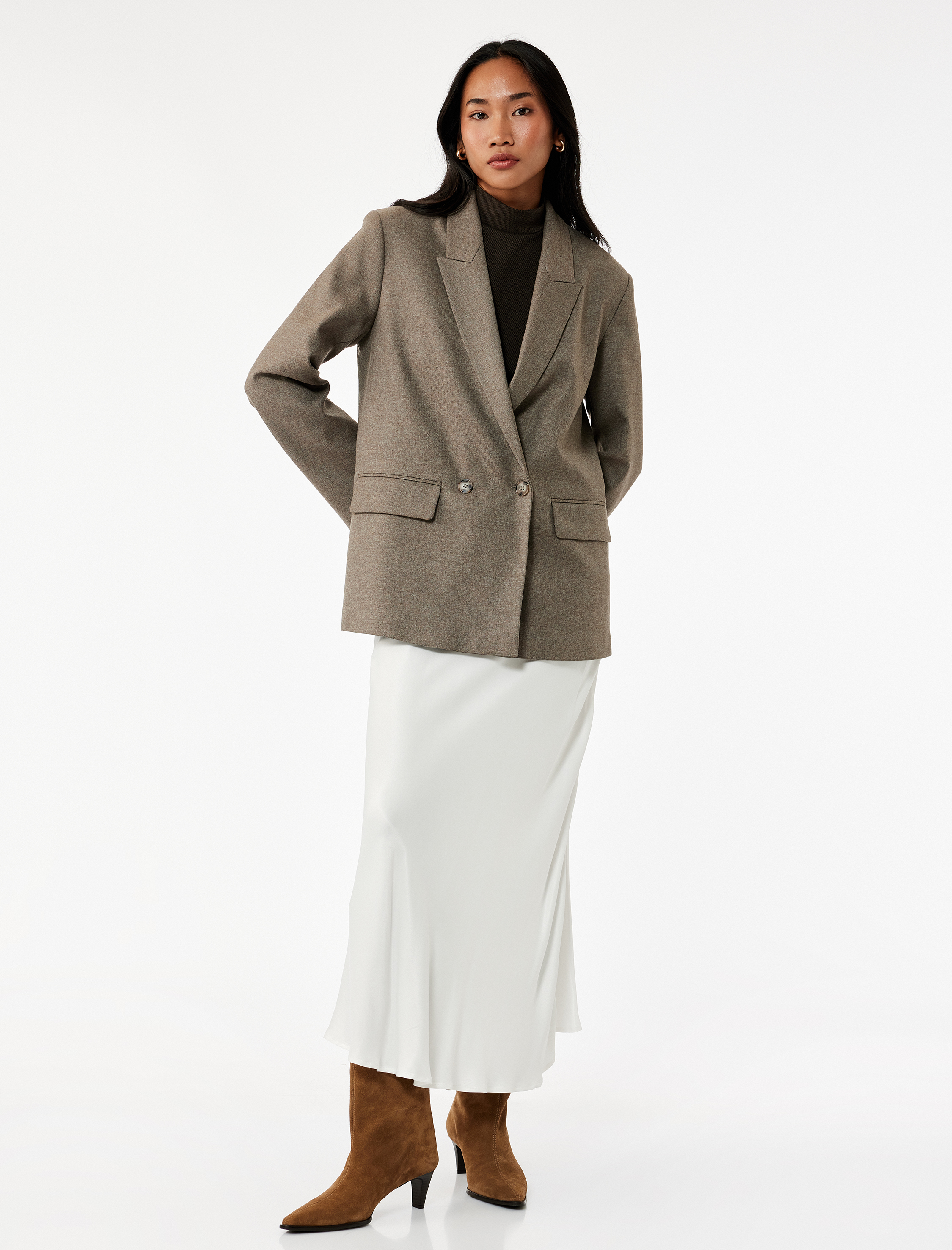   Viskon Midi Boy Kloş Saten Etek