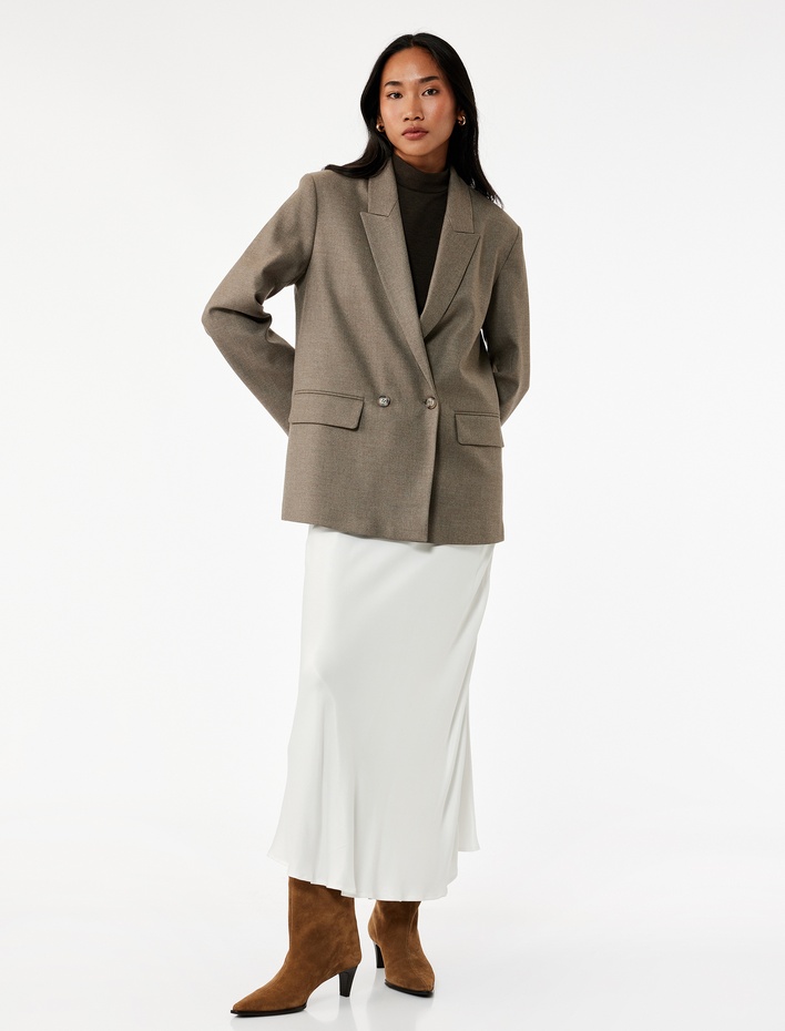  Viskon Midi Boy Kloş Saten Etek