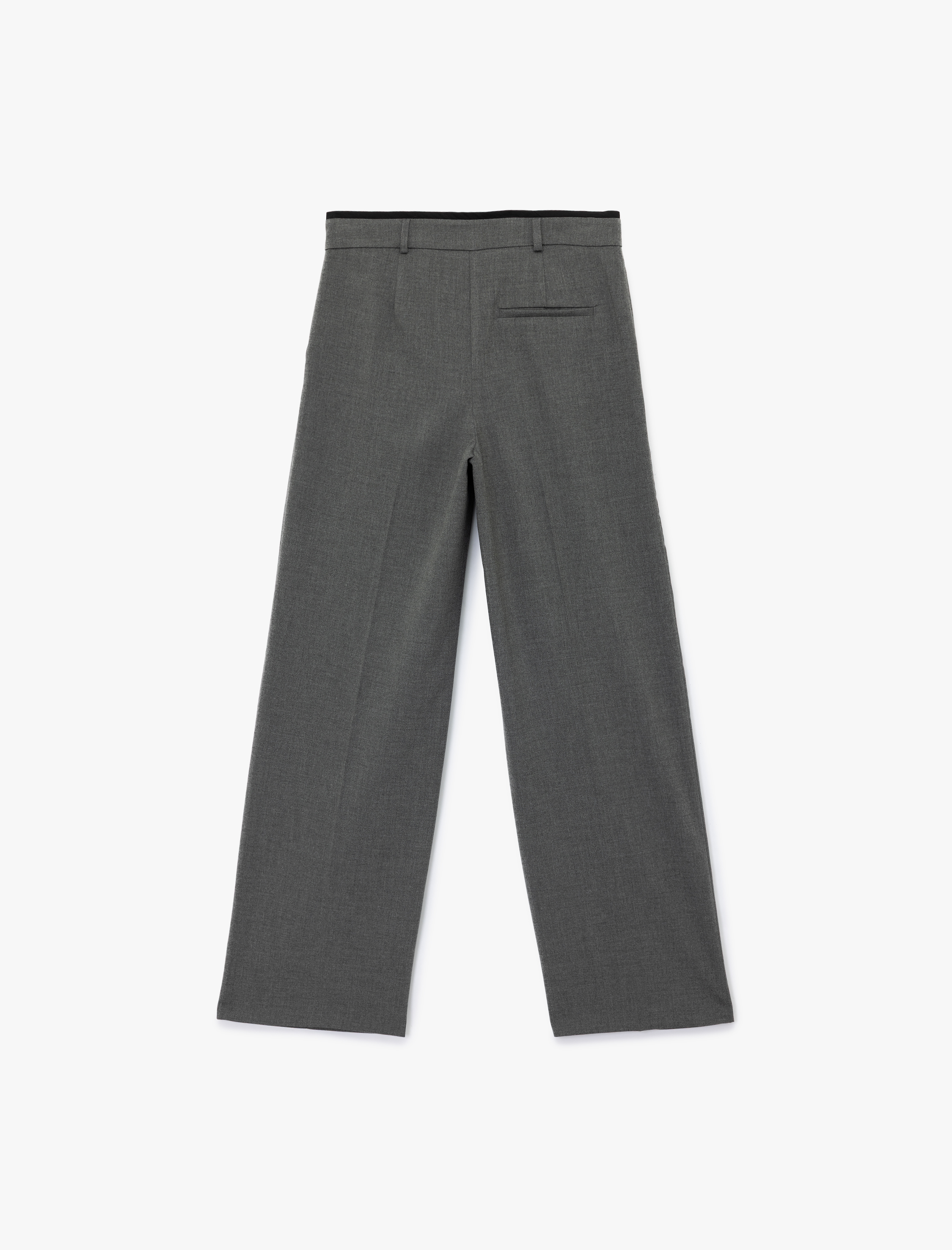   Pile Detaylı Cepli Geniş Paça Kumaş Pantolon