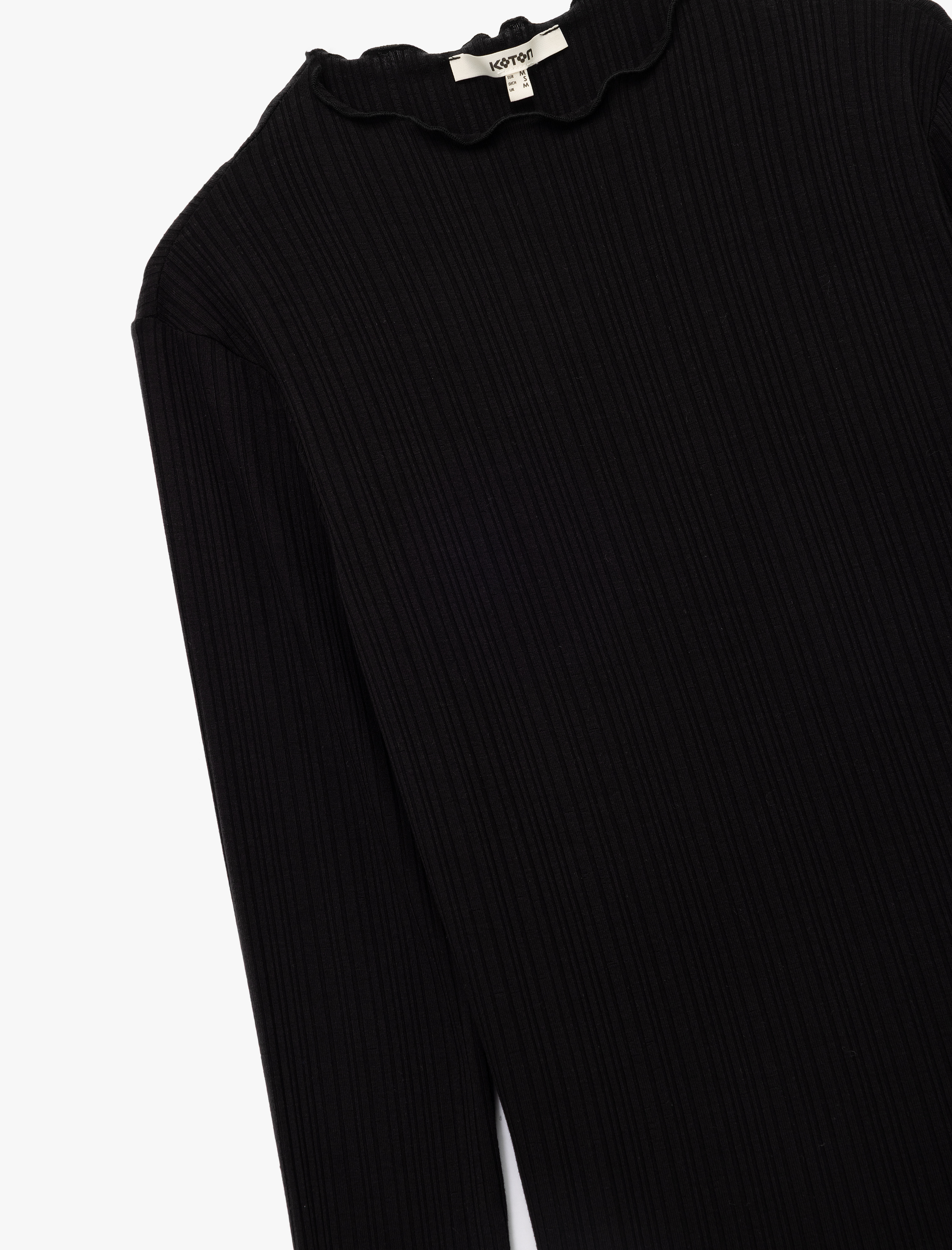   Kaşkorse Viskon Slim Fit Uzun Kollu Hafif Dik Yaka Tişört