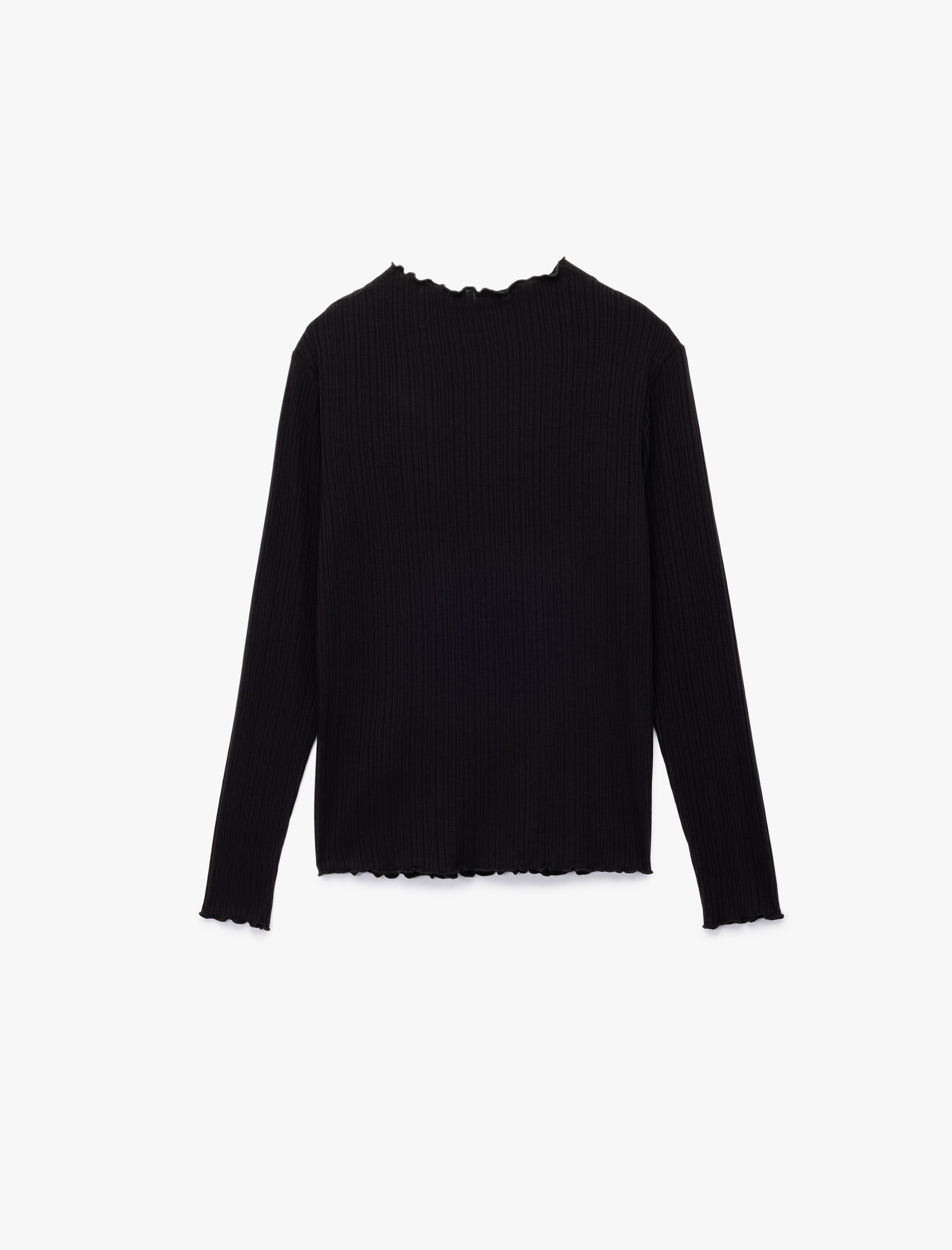   Kaşkorse Viskon Slim Fit Uzun Kollu Hafif Dik Yaka Tişört