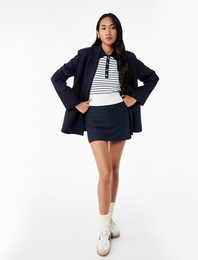Regular Fit Çizgili Mini Şort Etek