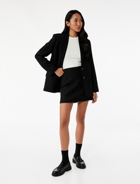 Slim Fit A Kesim Tüvit Mini Etek