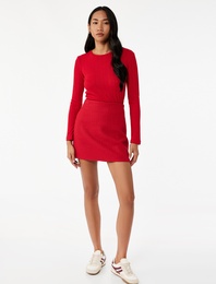 Slim Fit A Kesim Tüvit Mini Etek