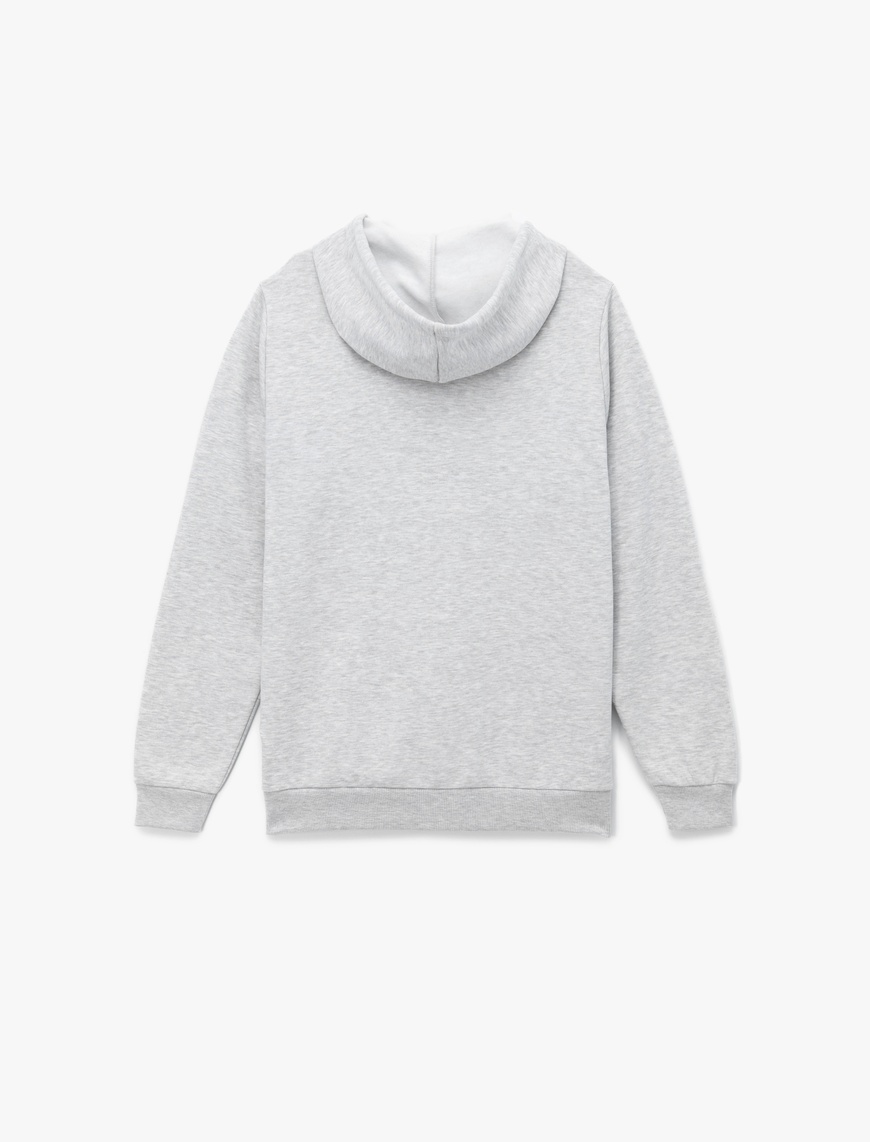   Uzun Kollu Fermuarlı Kanguru Cepli Kapüşonlu Oversize Spor Sweatshirt