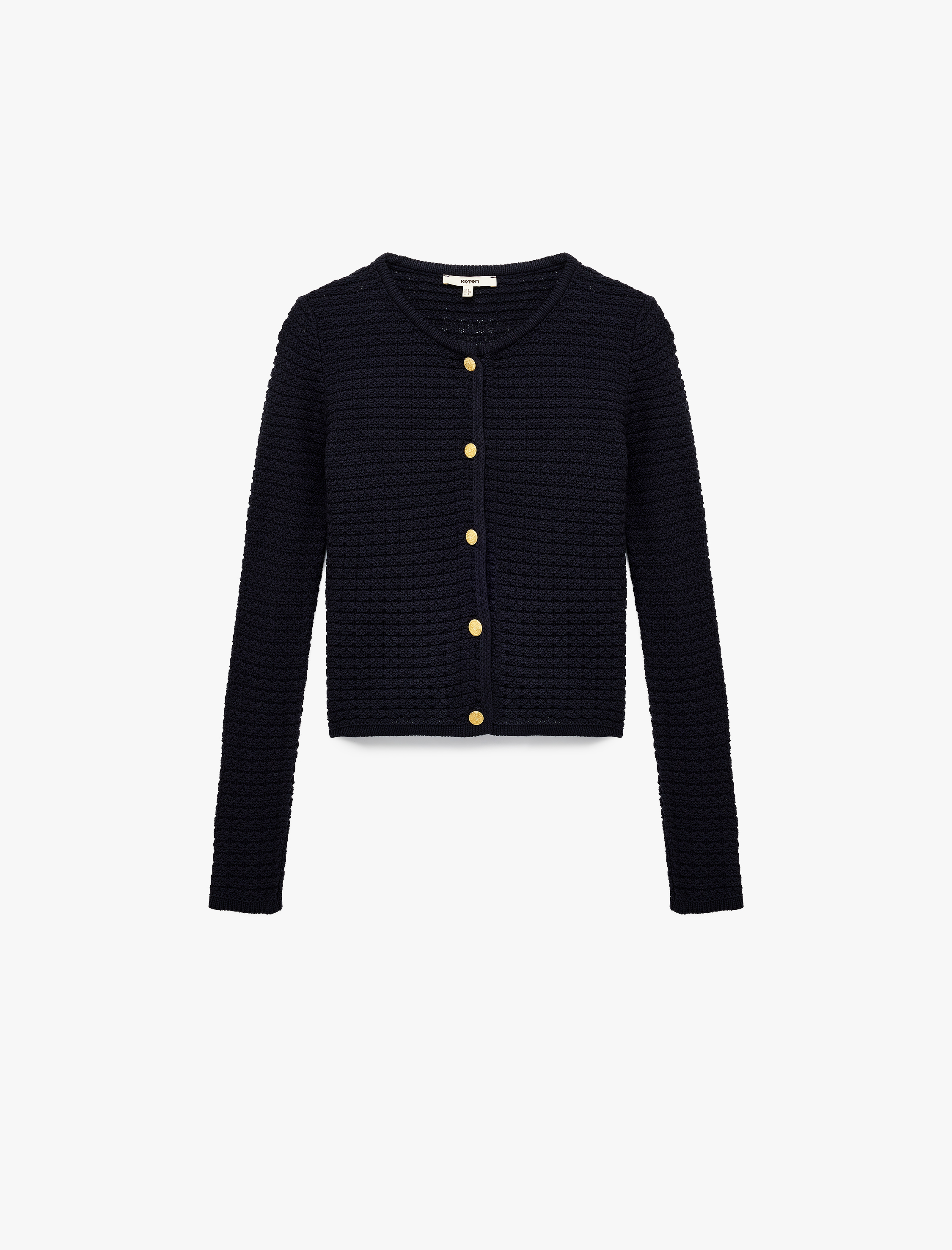 Uzun Kollu Bisiklet Yaka Düğmeli Triko Hırka