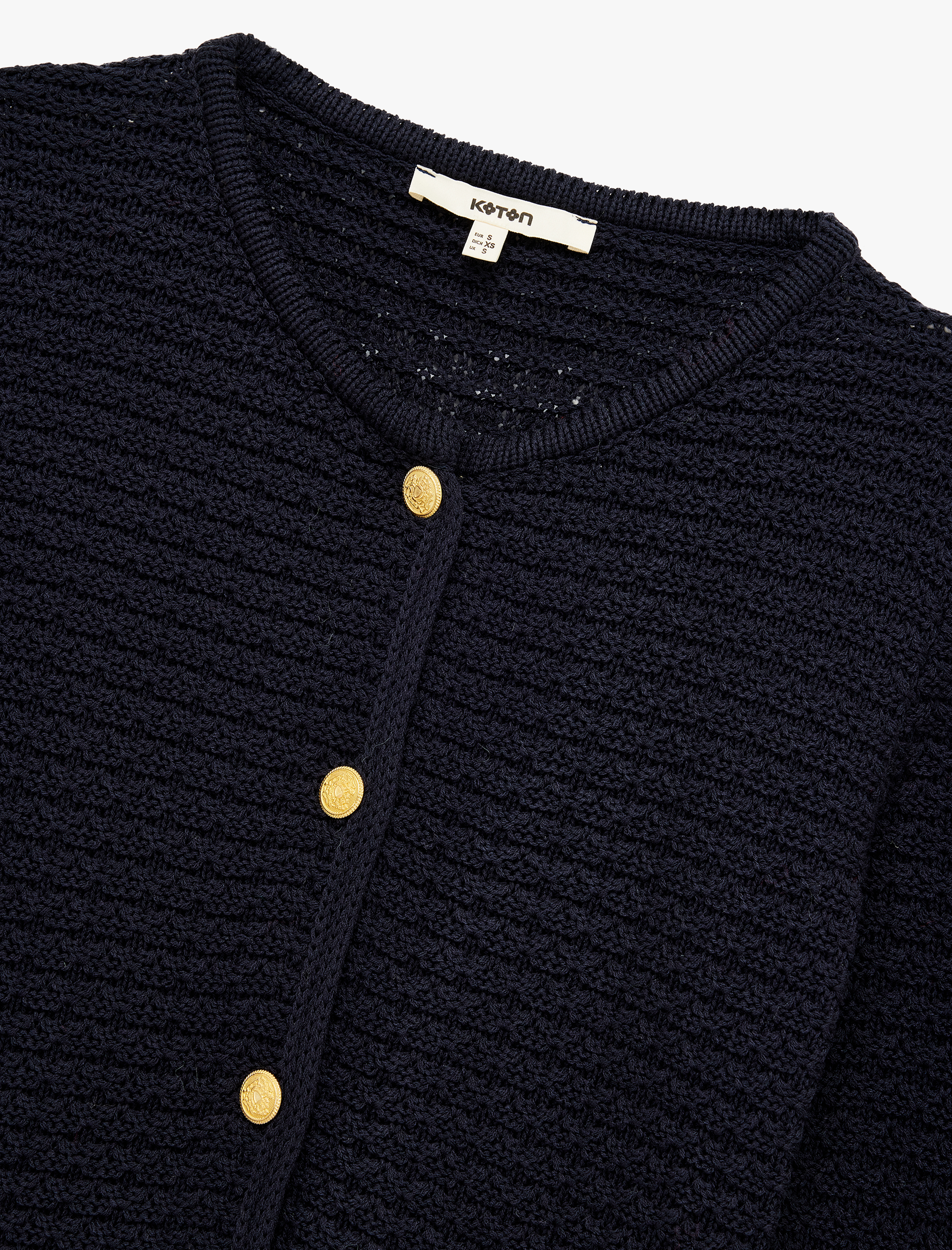 Uzun Kollu Bisiklet Yaka Düğmeli Triko Hırka