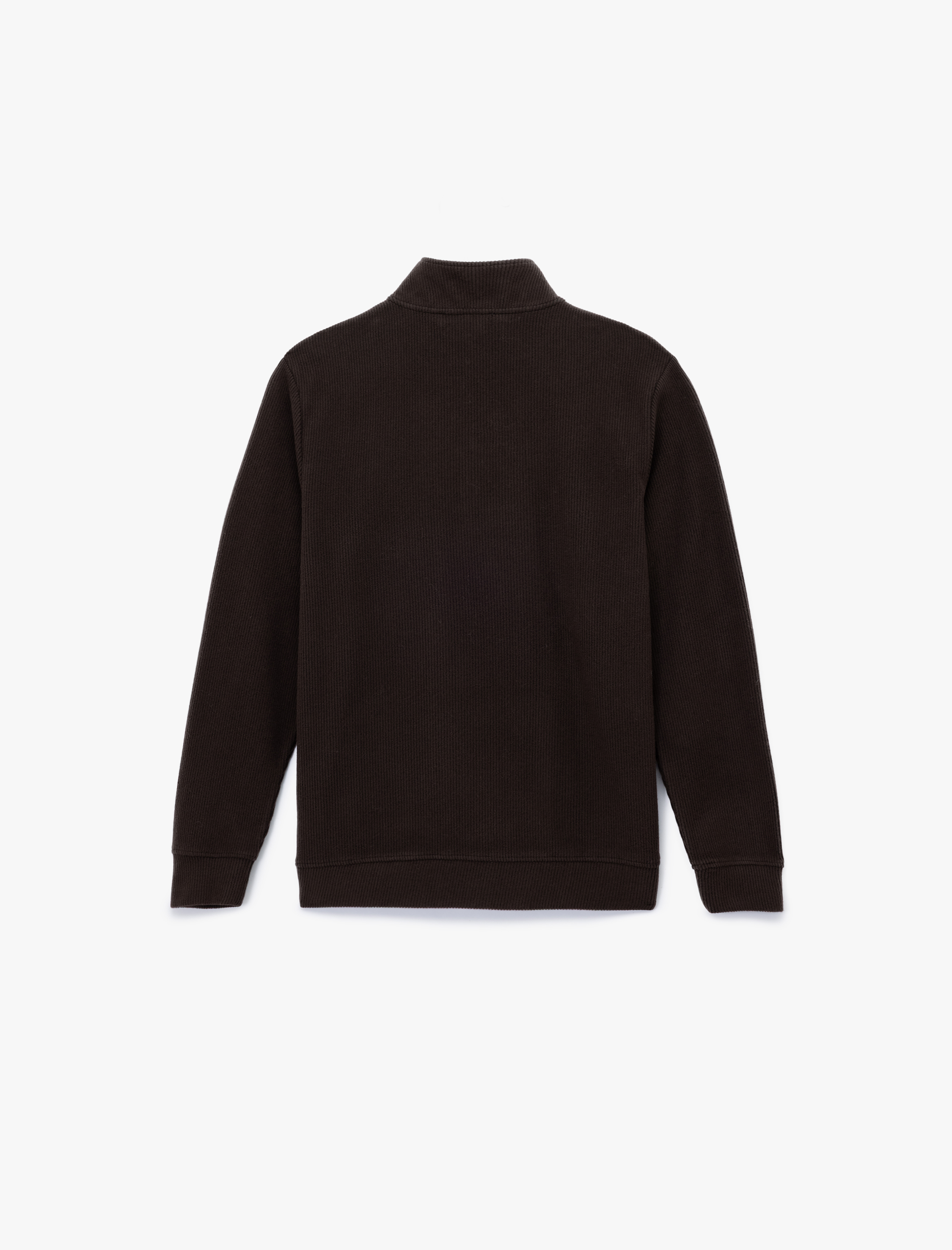   Uzun Kollu Ribanalı Yarım Fermuarlı Sweatshirt