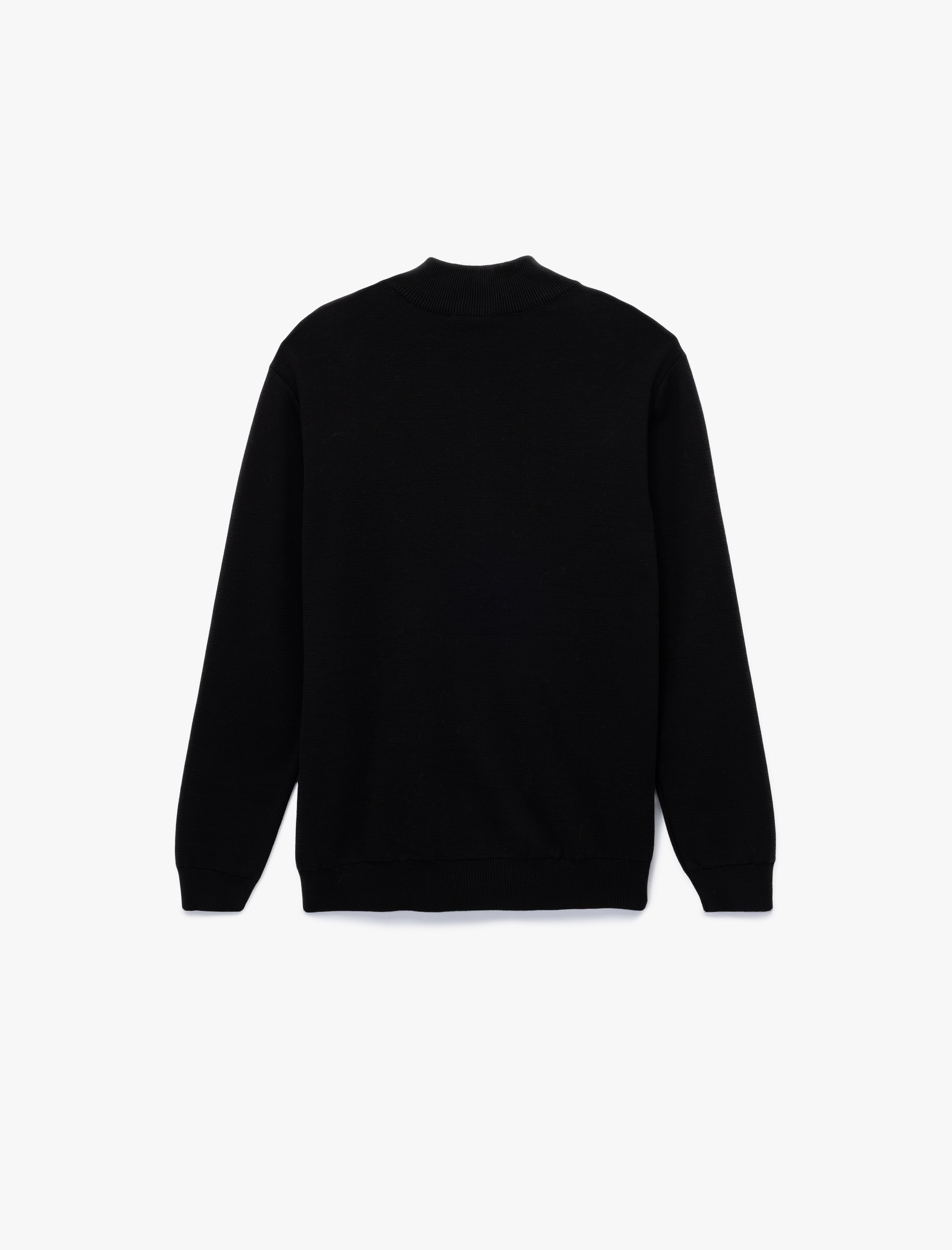   Uzun Kollu Fermuarlı Pamuklu Triko Hırka