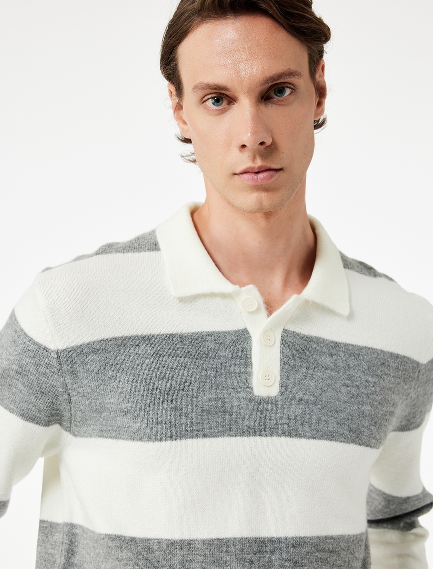   Regular Fit Uzun Kollu Polo Yaka Triko Kazak