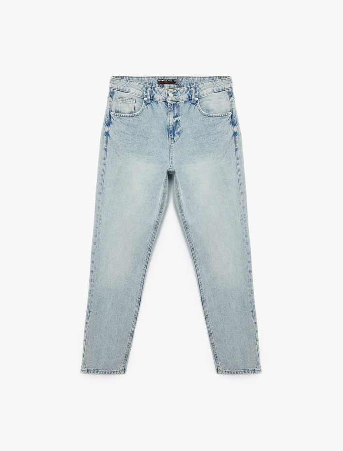  Normal Bel Pamuklu Vintage Straight Fit Jean Pantolon
