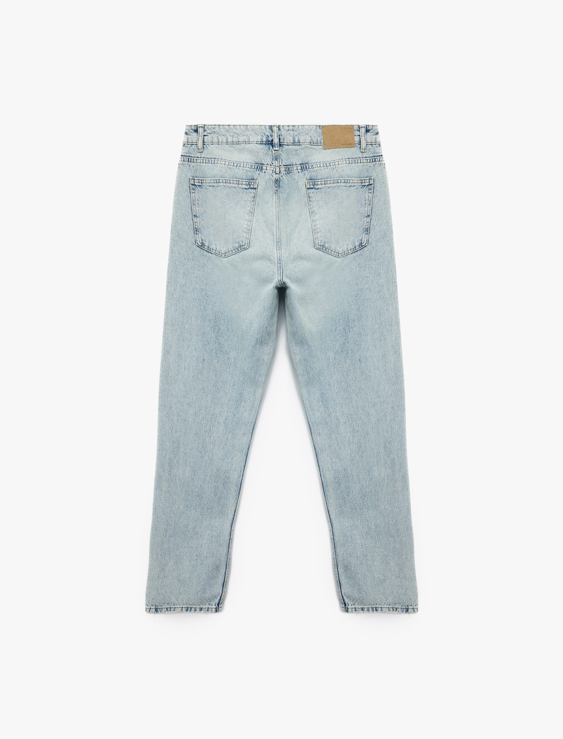   Normal Bel Pamuklu Vintage Straight Fit Jean Pantolon