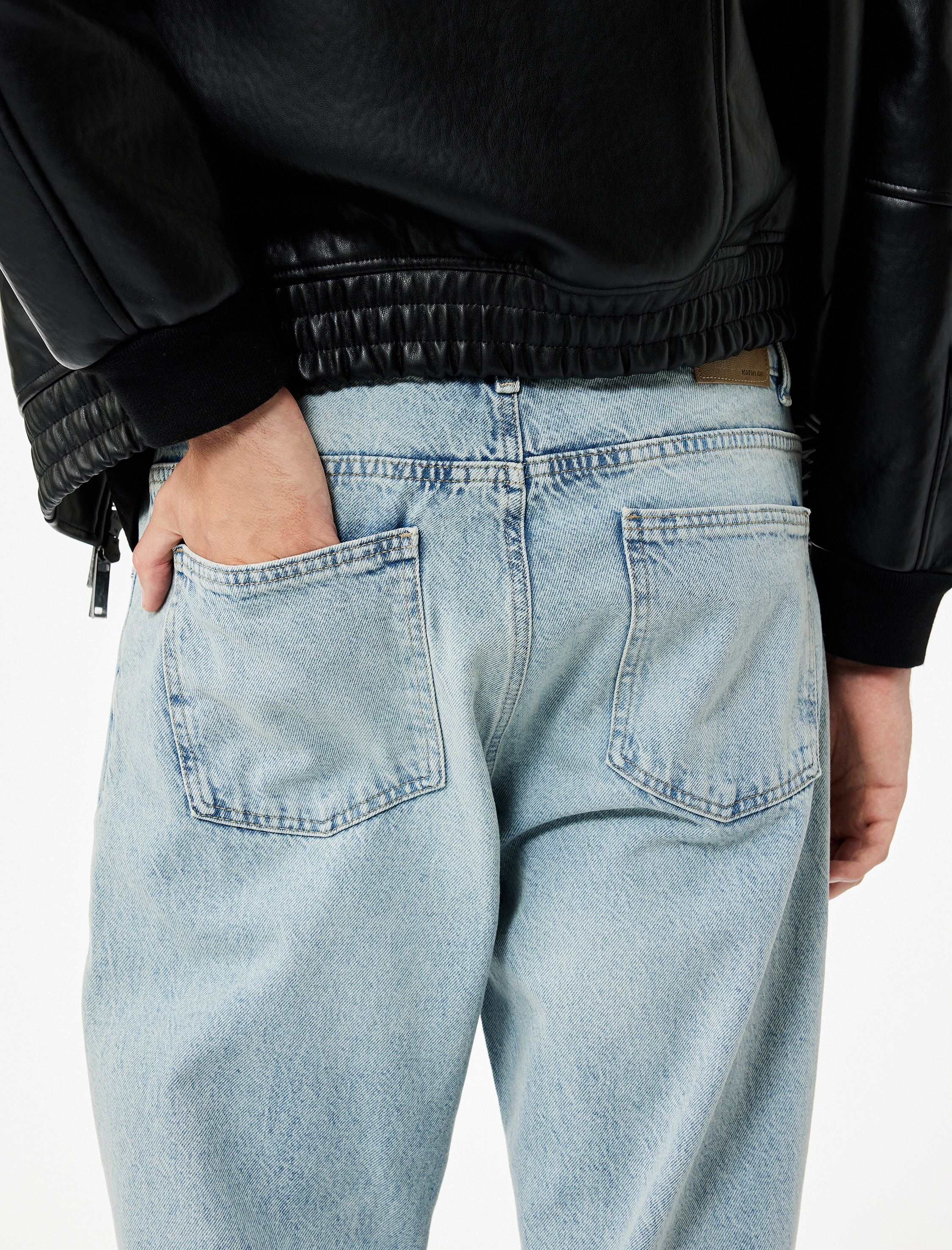   Normal Bel Pamuklu Vintage Straight Fit Jean Pantolon