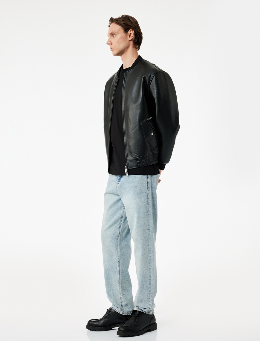   Normal Bel Pamuklu Vintage Straight Fit Jean Pantolon
