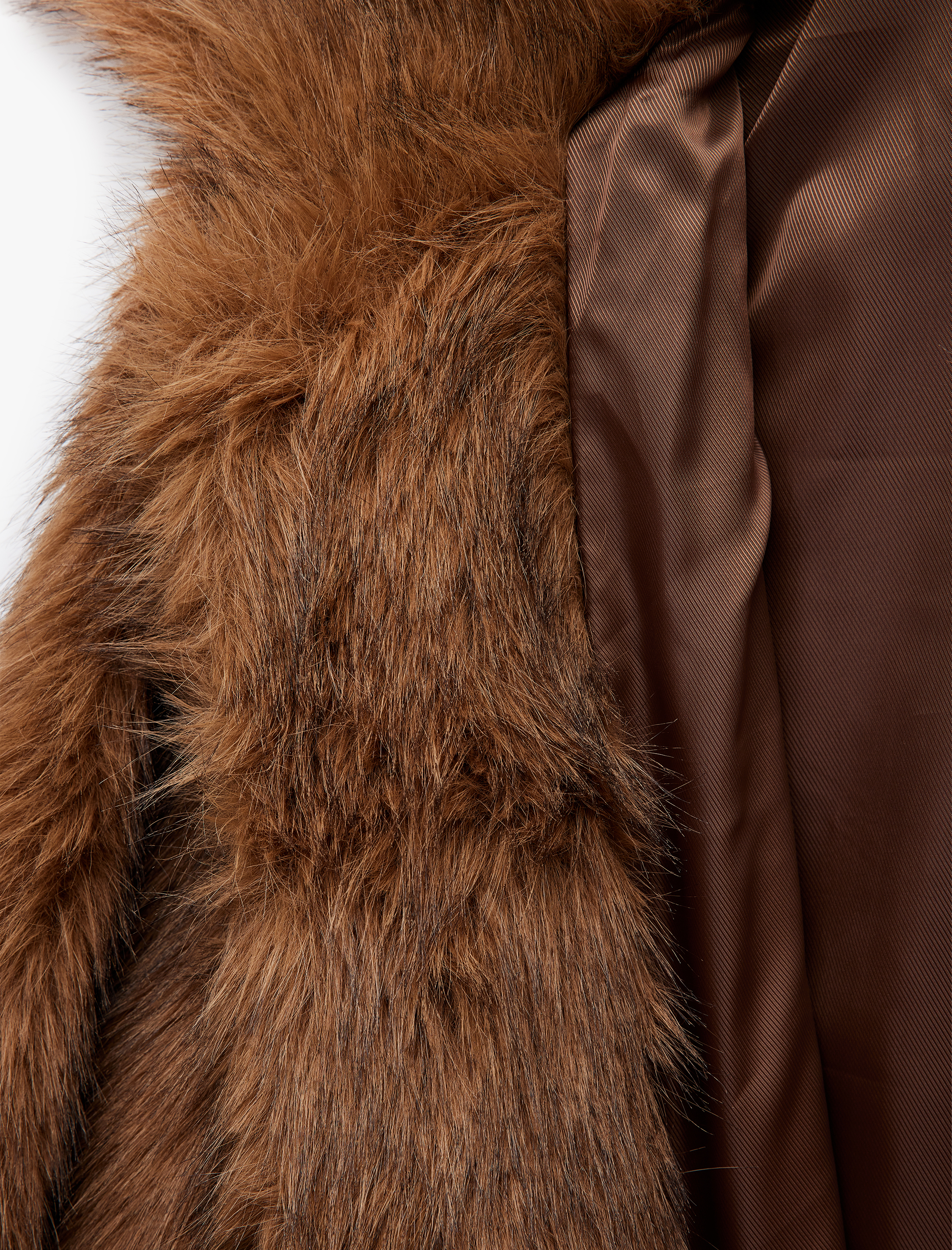   Kruvaze Yaka Uzun Kollu Crop Suni Kürk Ceket