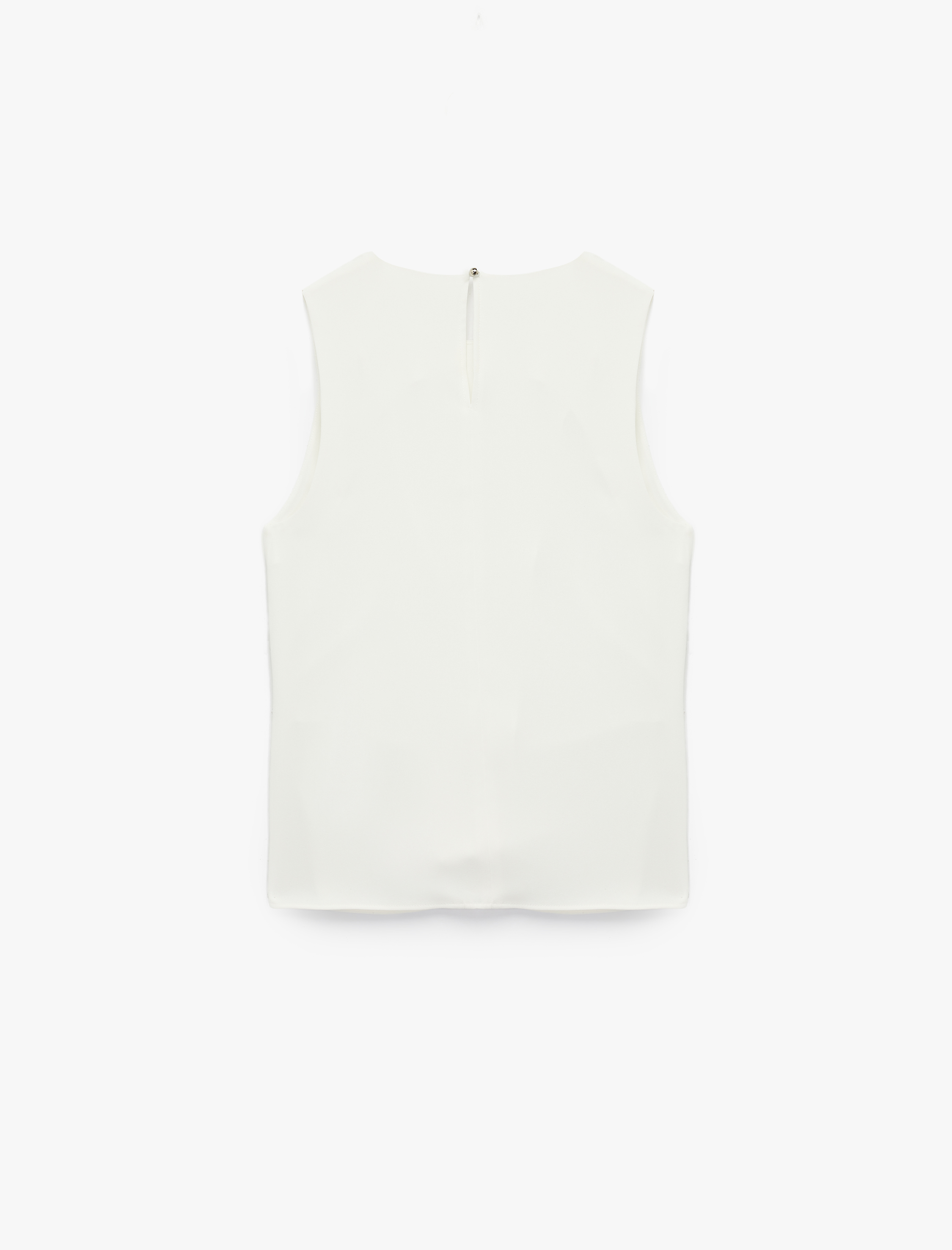   Krep Kumaş Bisiklet Yaka Yırtmaç Detaylı Kolsuz Asimetrik Bluz