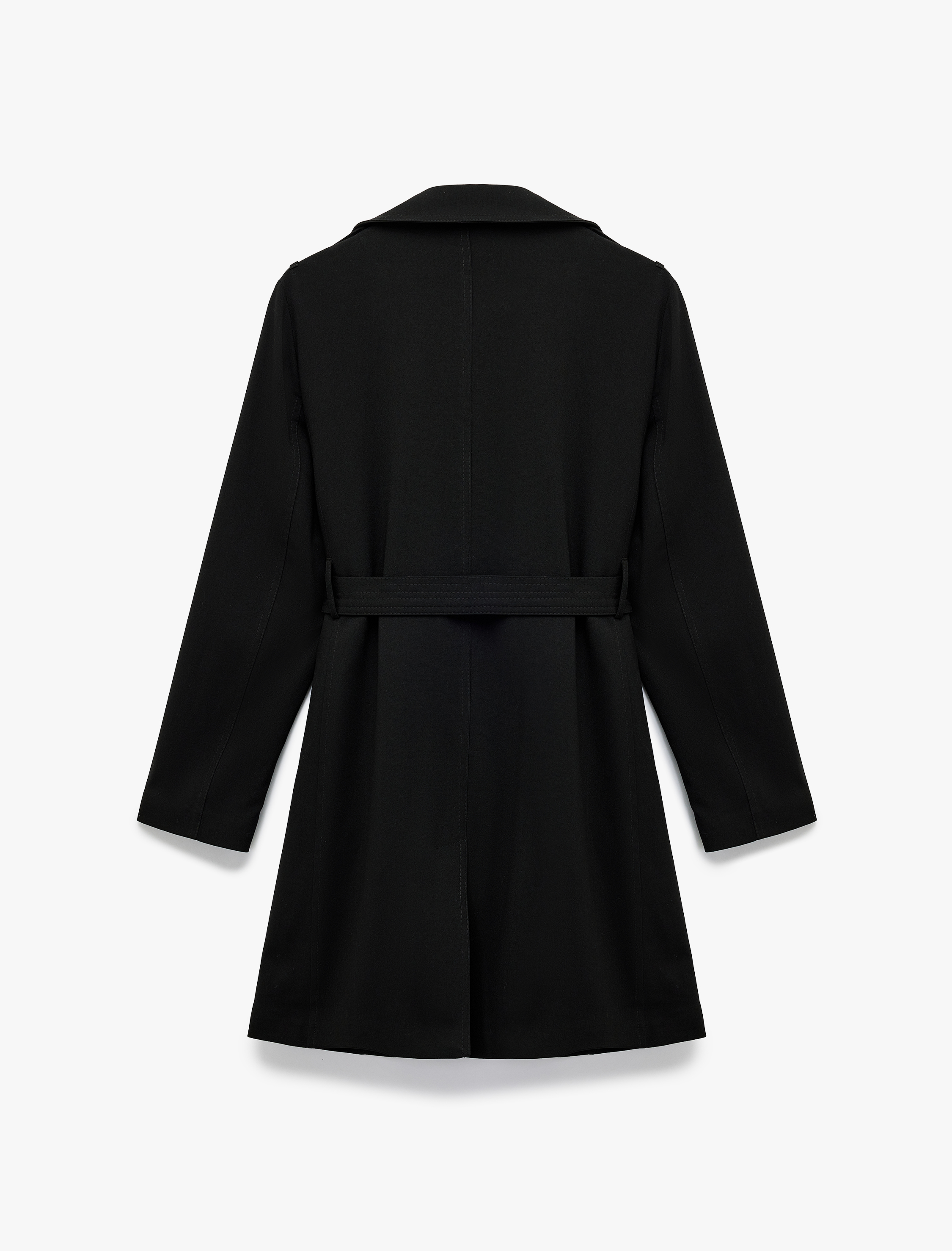   Viskon Karışımlı Uzun Kollu Kemerli Kruvaze Trençkot