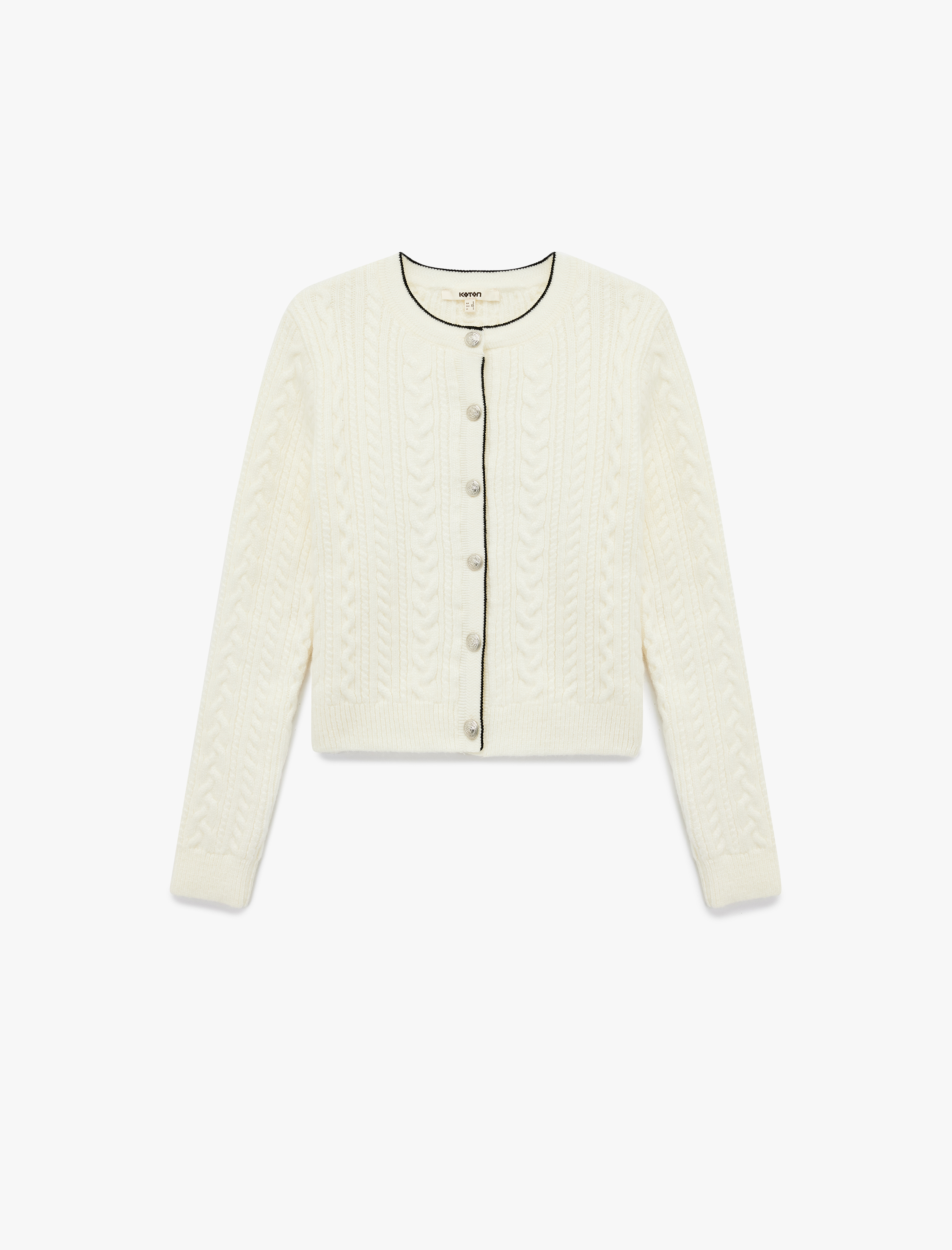   Saç Örgü Dokulu Uzun Kollu Bisiklet Yaka Triko Hırka