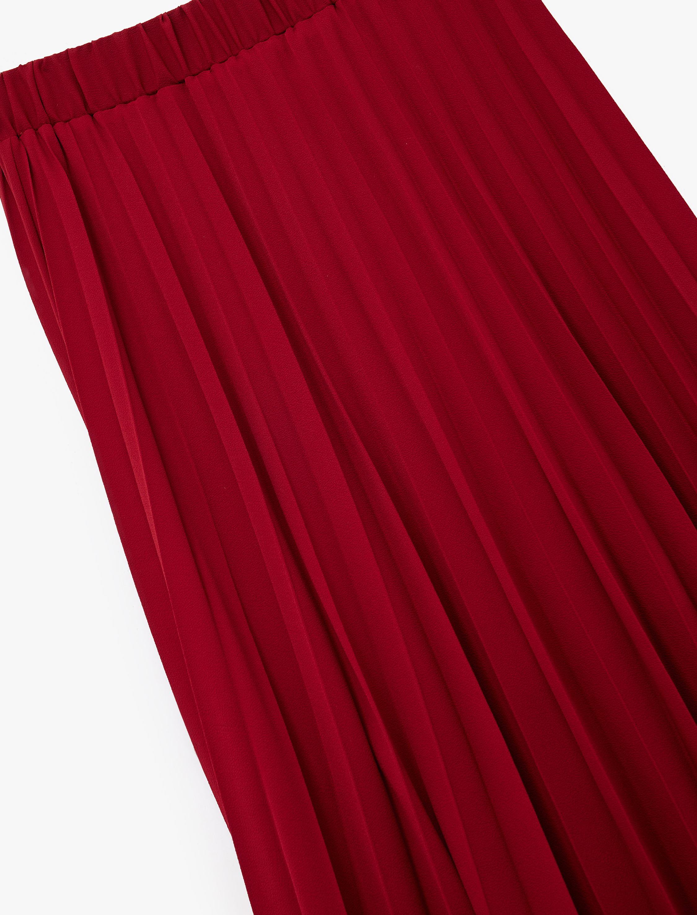 Midi Boy Beli Lastikli Pliseli Etek