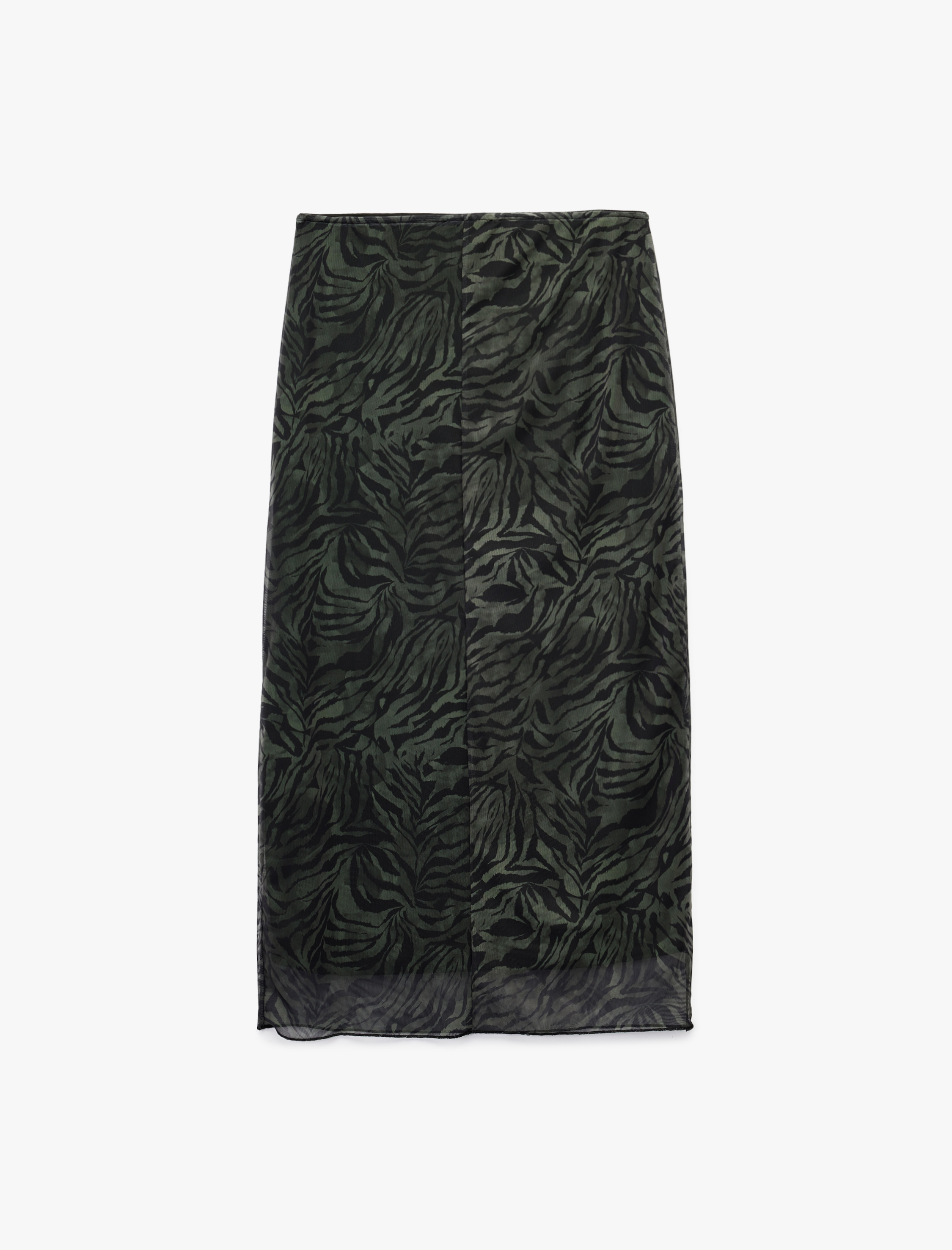   Tül Midi Zebra Baskılı Kalem Etek