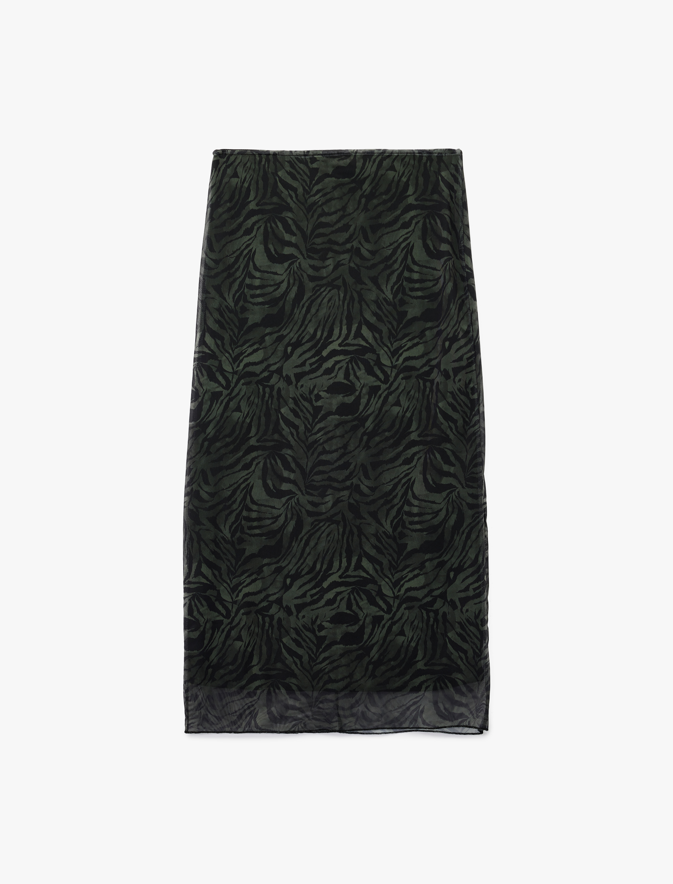   Tül Midi Zebra Baskılı Kalem Etek