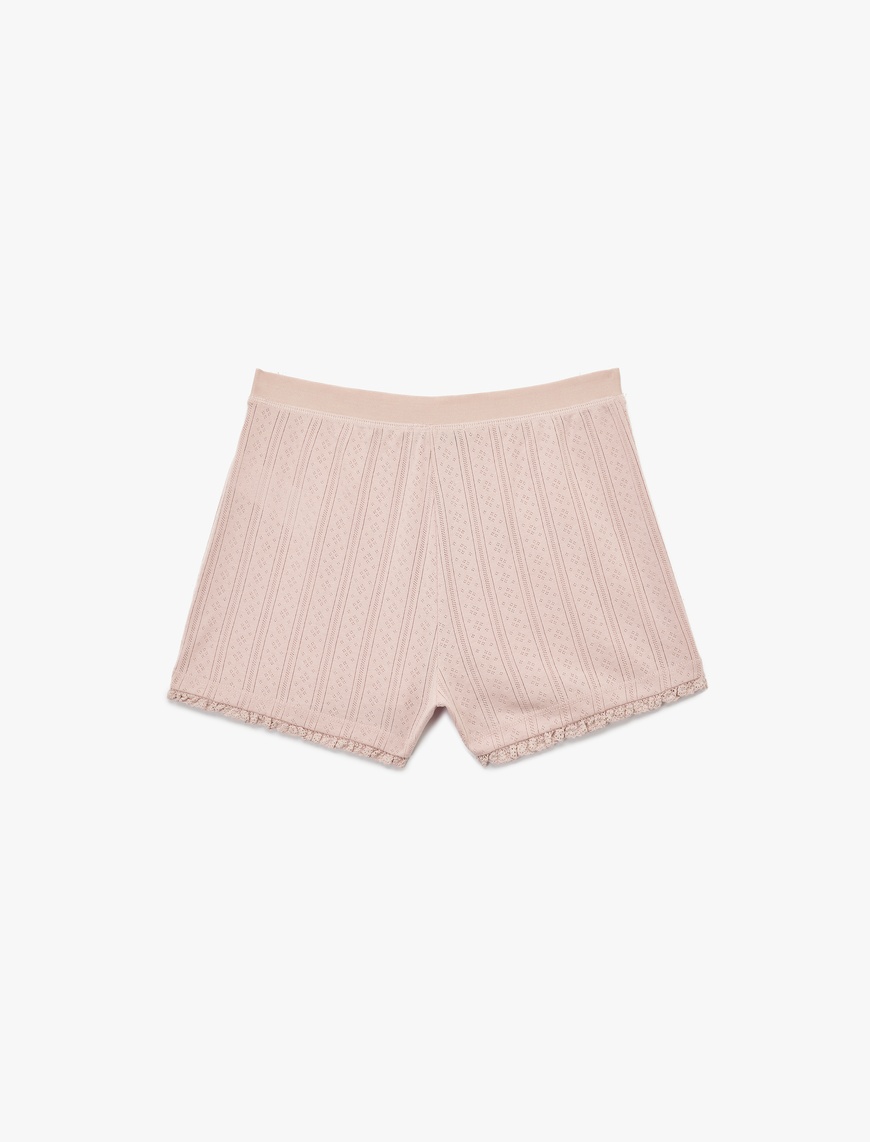   Dantelli Detaylı Rahat Kalıp Pamuklu Şort Pijama Altı