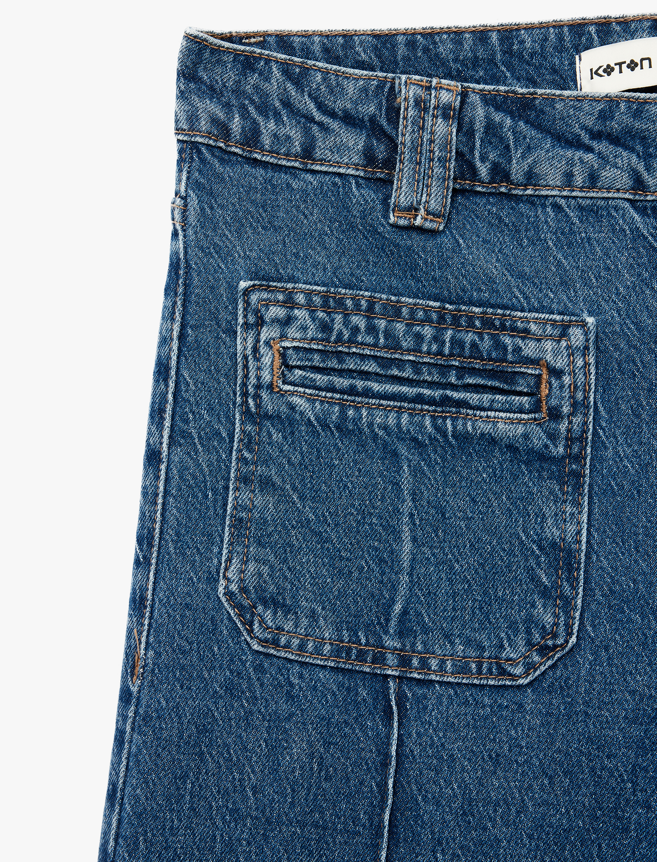 Rahat Kalıp Cep Detaylı Nervürlü Geniş Paça Jean Pantolon -  Wide Leg Jeans