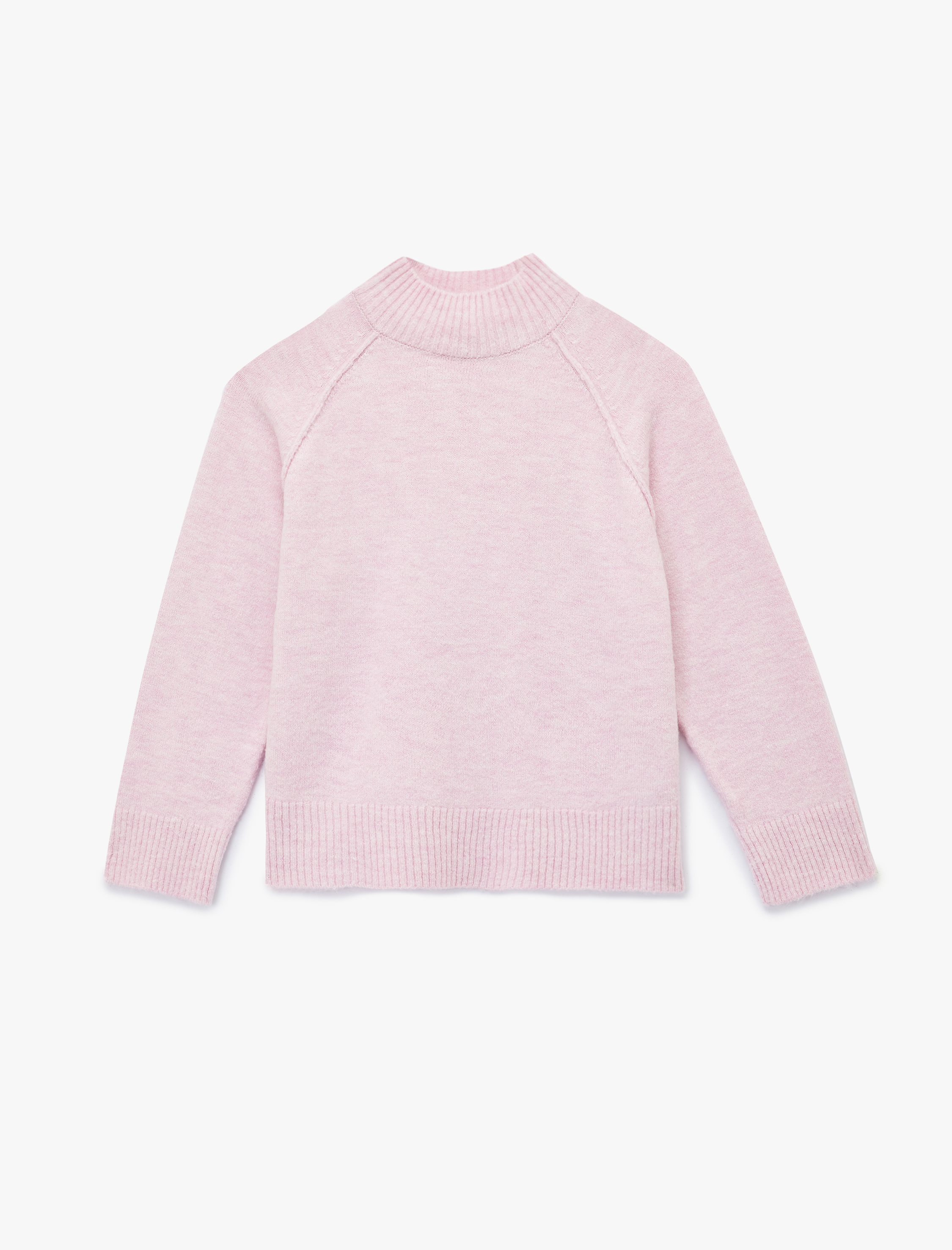   Dik Yaka Dikiş Detaylı Uzun Kollu Basic Triko Kazak