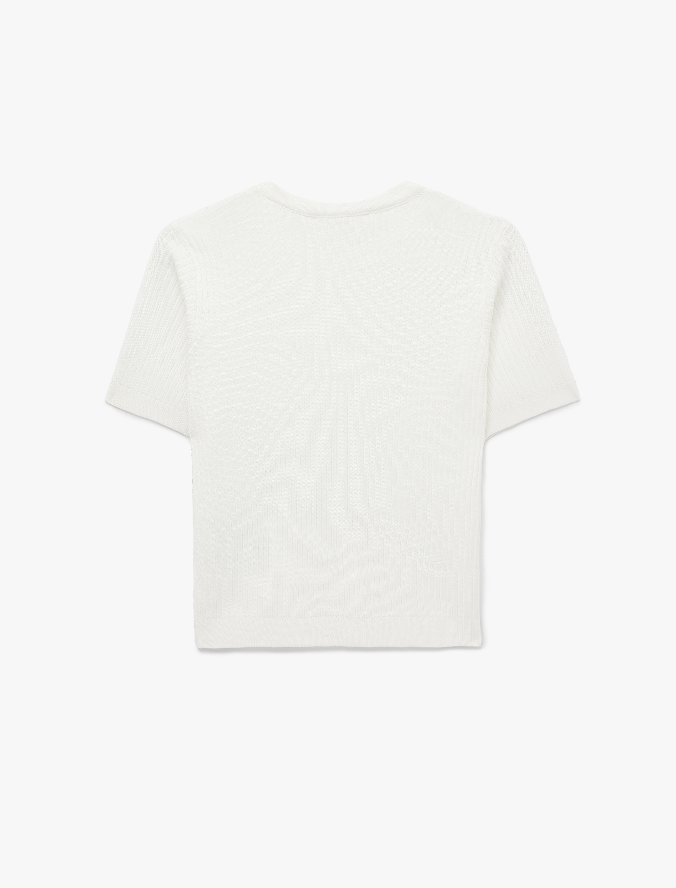   İnci İşlemeli Kısa Kollu Bisiklet Yaka Taşlı Triko Kazak