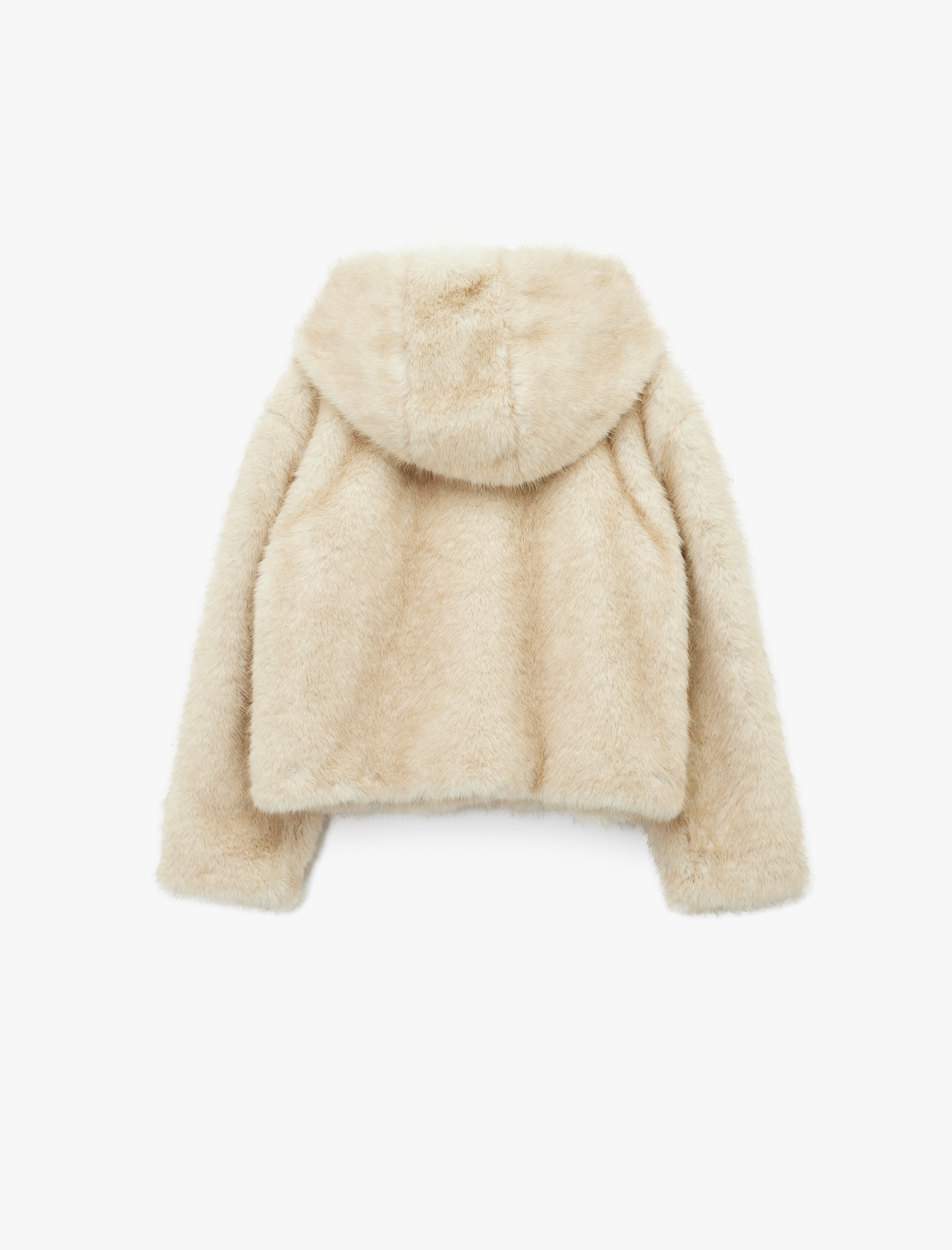   Koton X Sibil Çetinkaya - Suni Kürk Mont Uzun Kollu Kapüşonlu