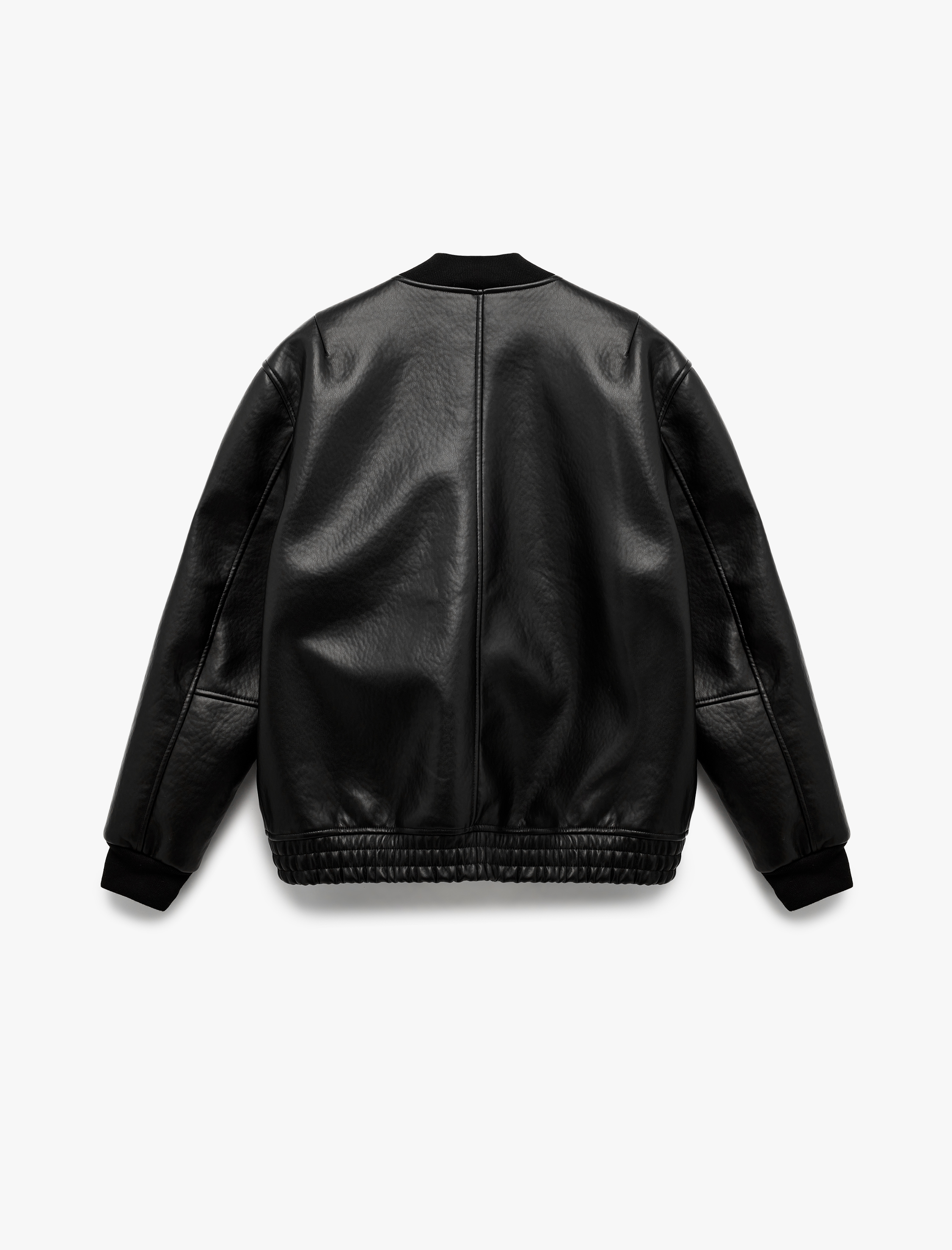 Uzun Kollu Fermuarlı Cep Detaylı Bomber Suni Deri Ceket